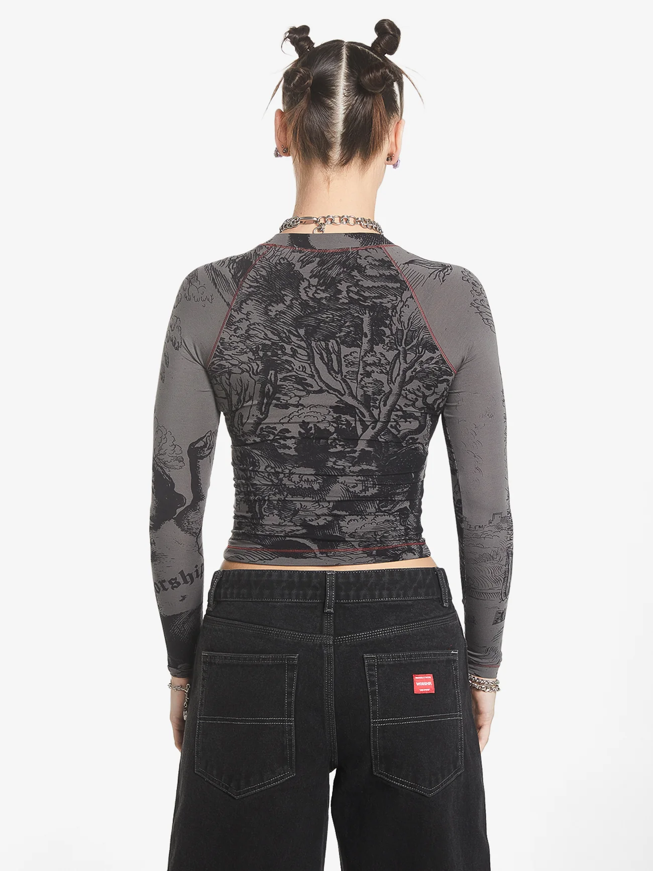 444 Raglan Long Sleeve Top - Black - Image 2