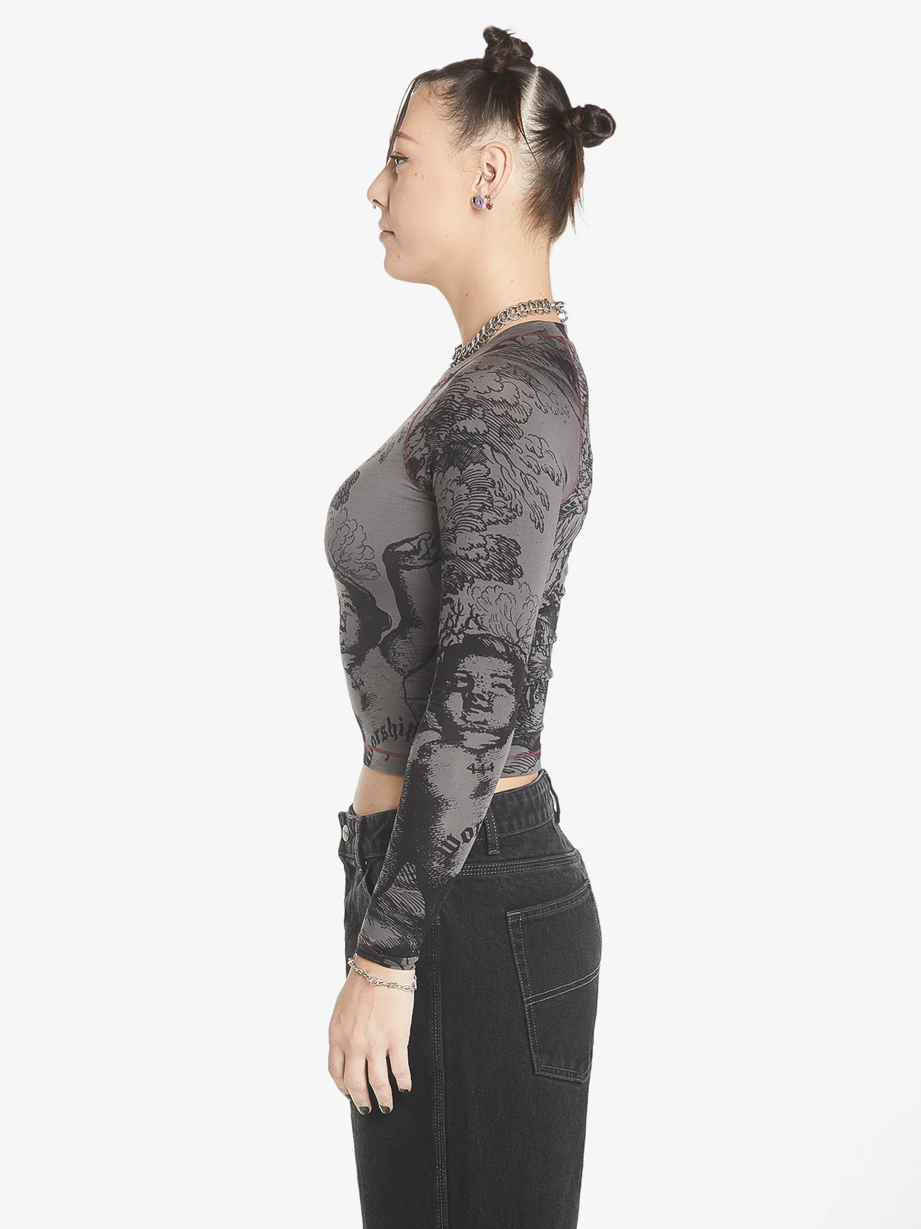 444 Raglan Long Sleeve Top - Black - Image 4