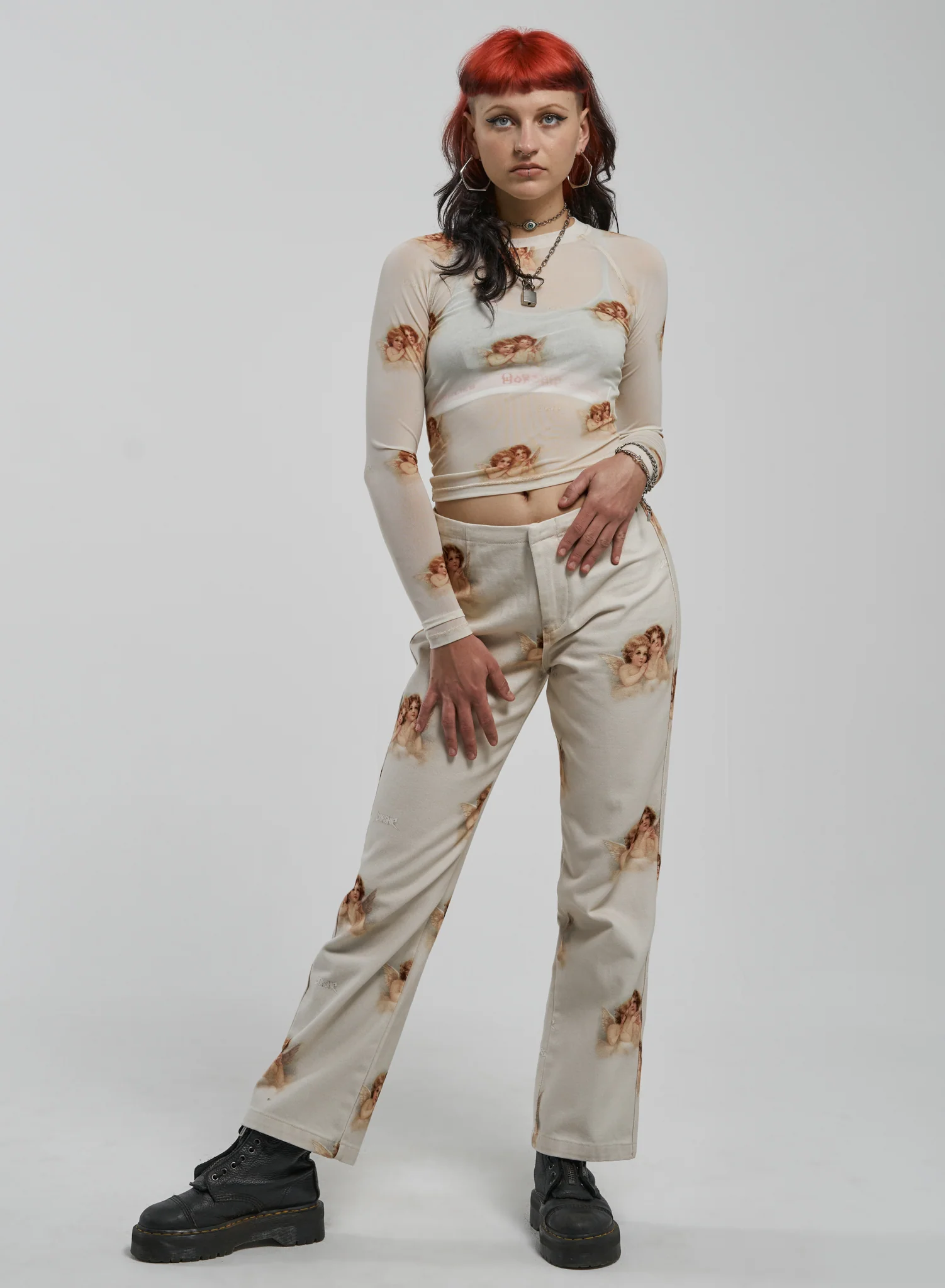 Angelika LS Mesh Top - Tan - Image 3