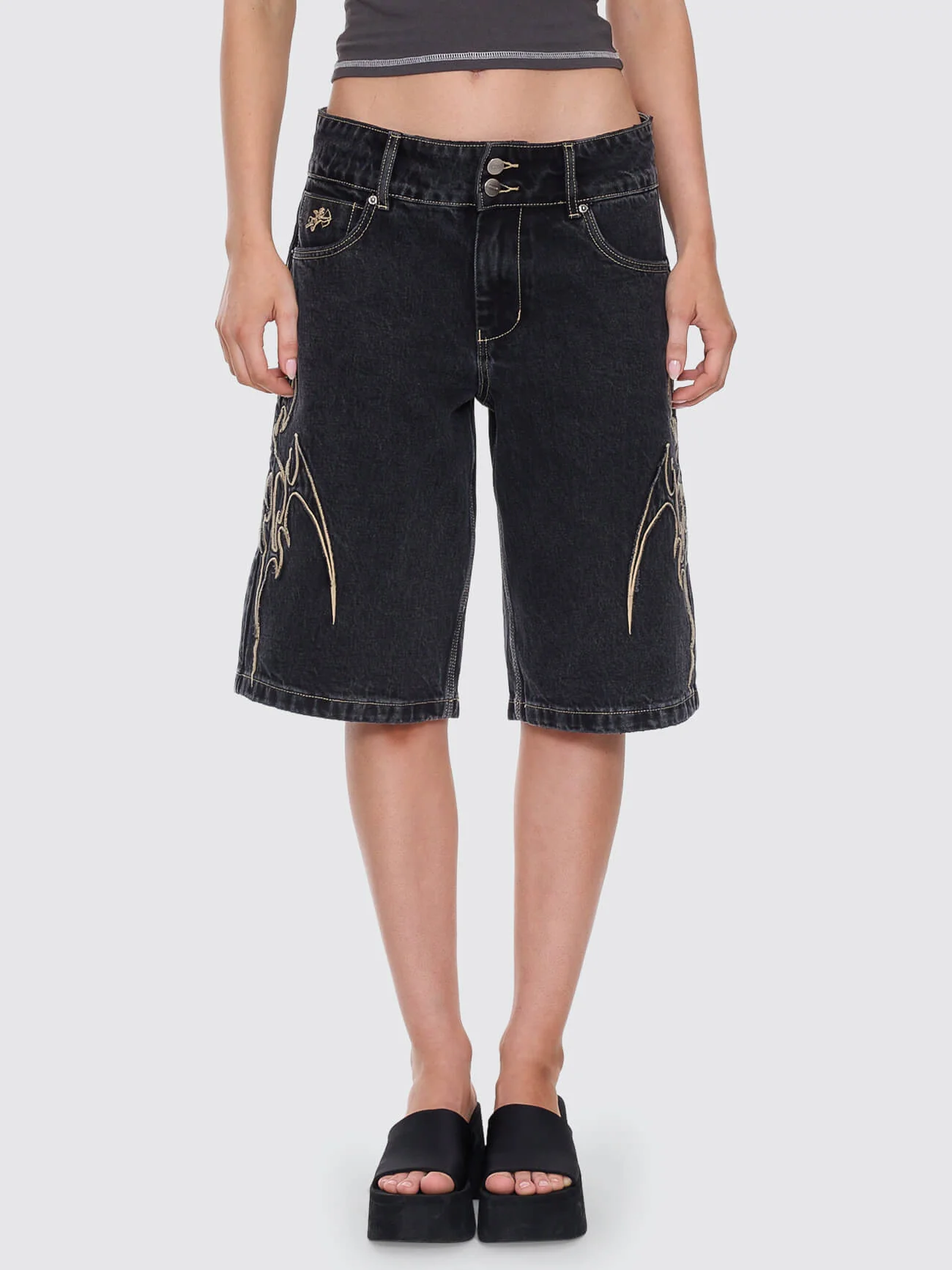 At Peace 00s Big Baggy Short - Black Rinse - Image 8