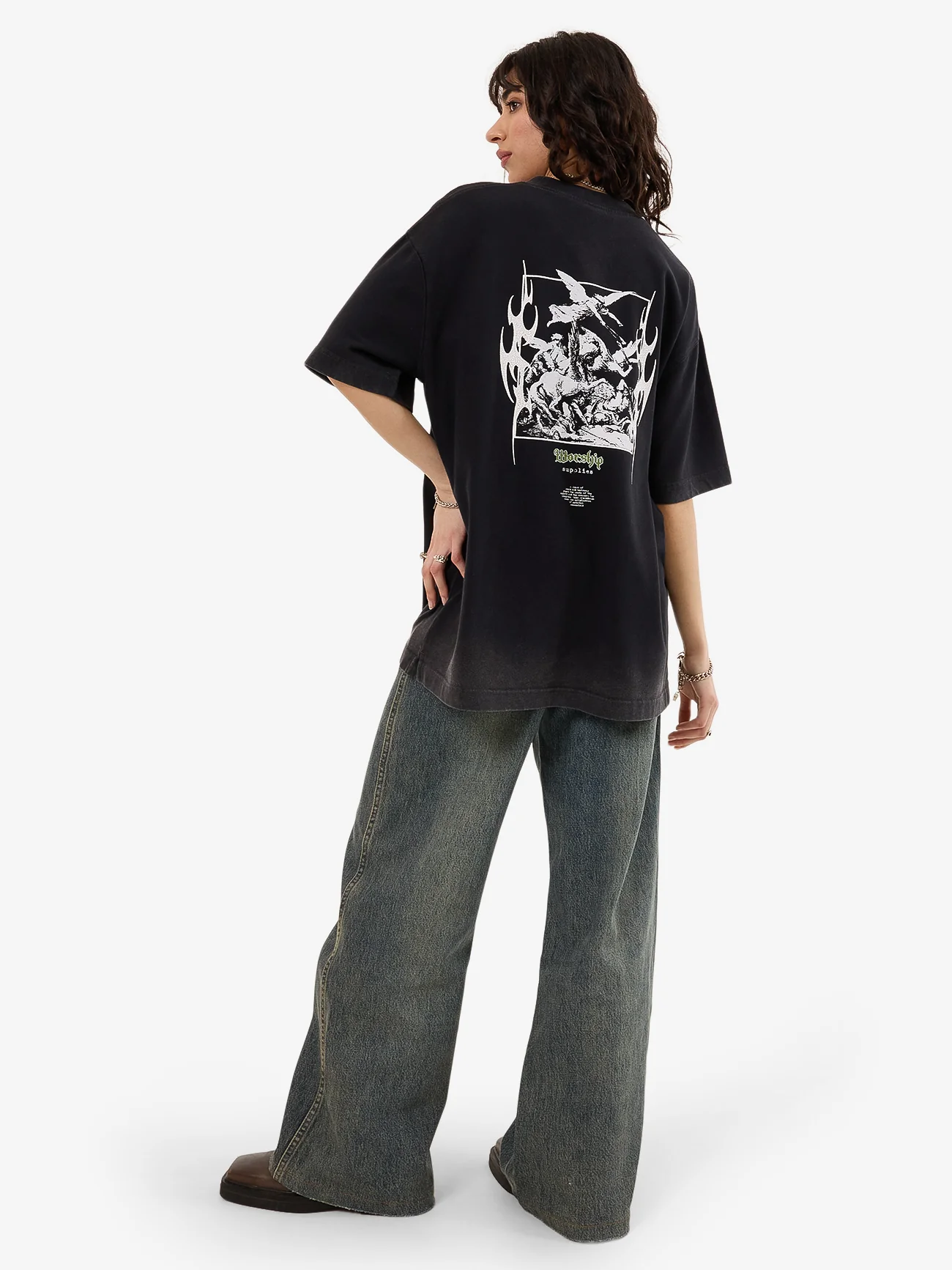 At Peace Oversize Fit Tee - Black Sun Fade - Image 6