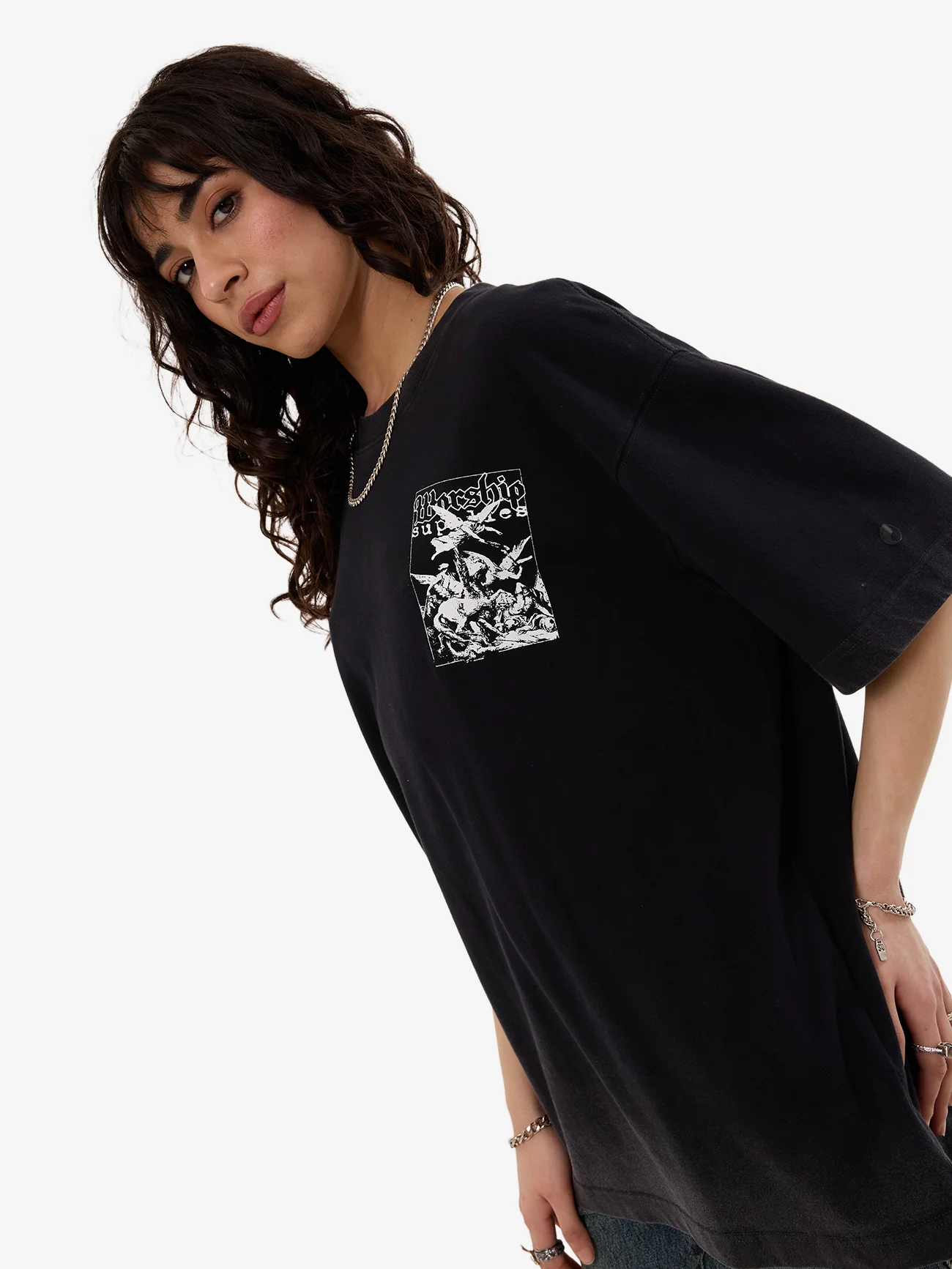 At Peace Oversize Fit Tee - Black Sun Fade - Image 9