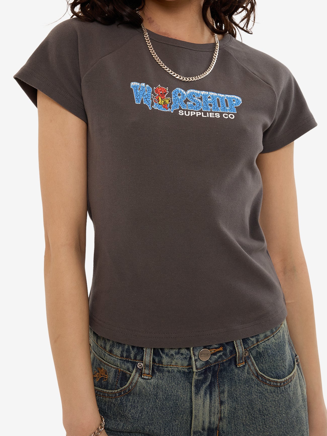 Be Cool Y2K Raglan Tee - Worn Black - Image 6