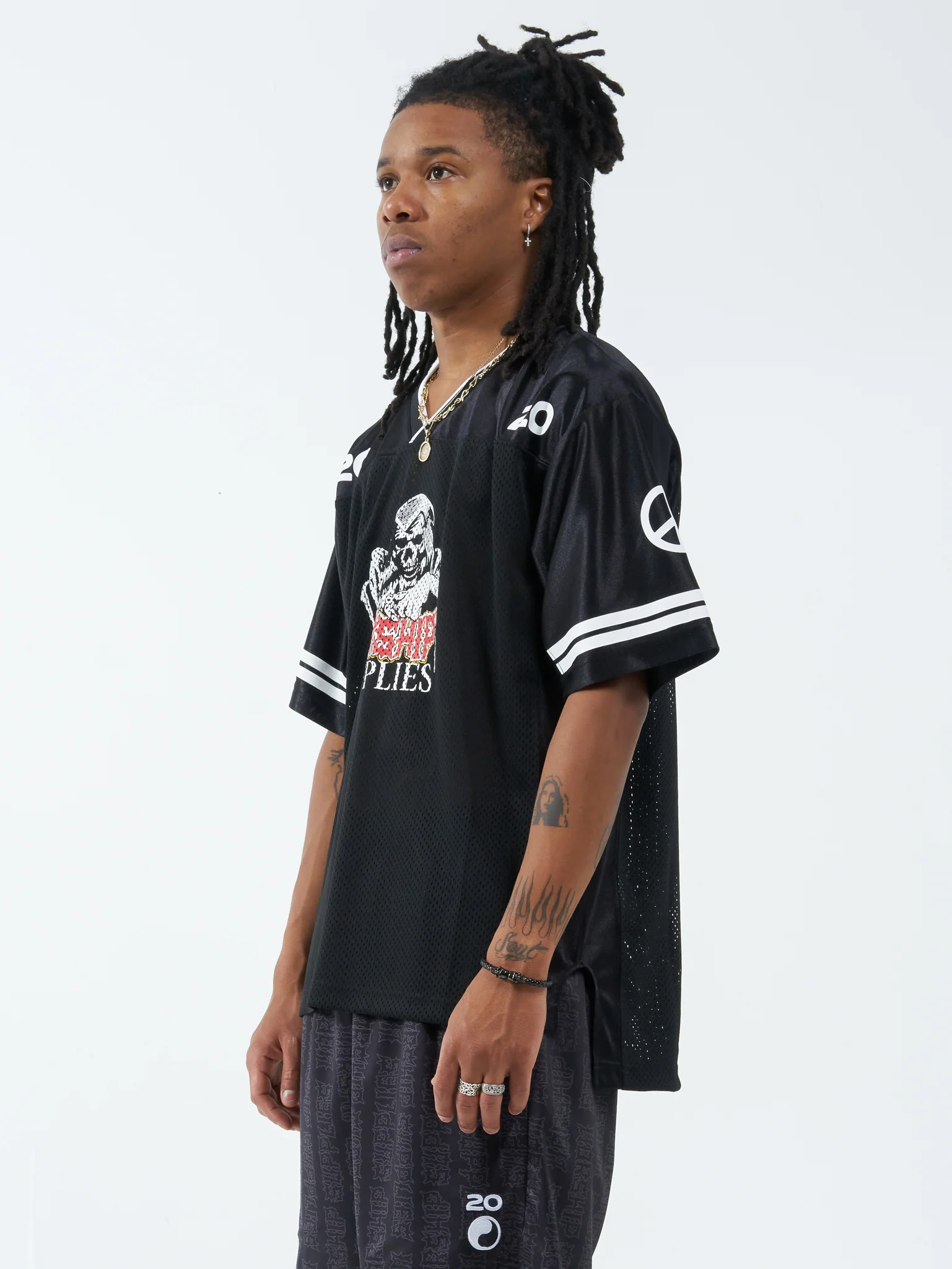 Begin Again Mesh Jersey Tee - Black - Image 3