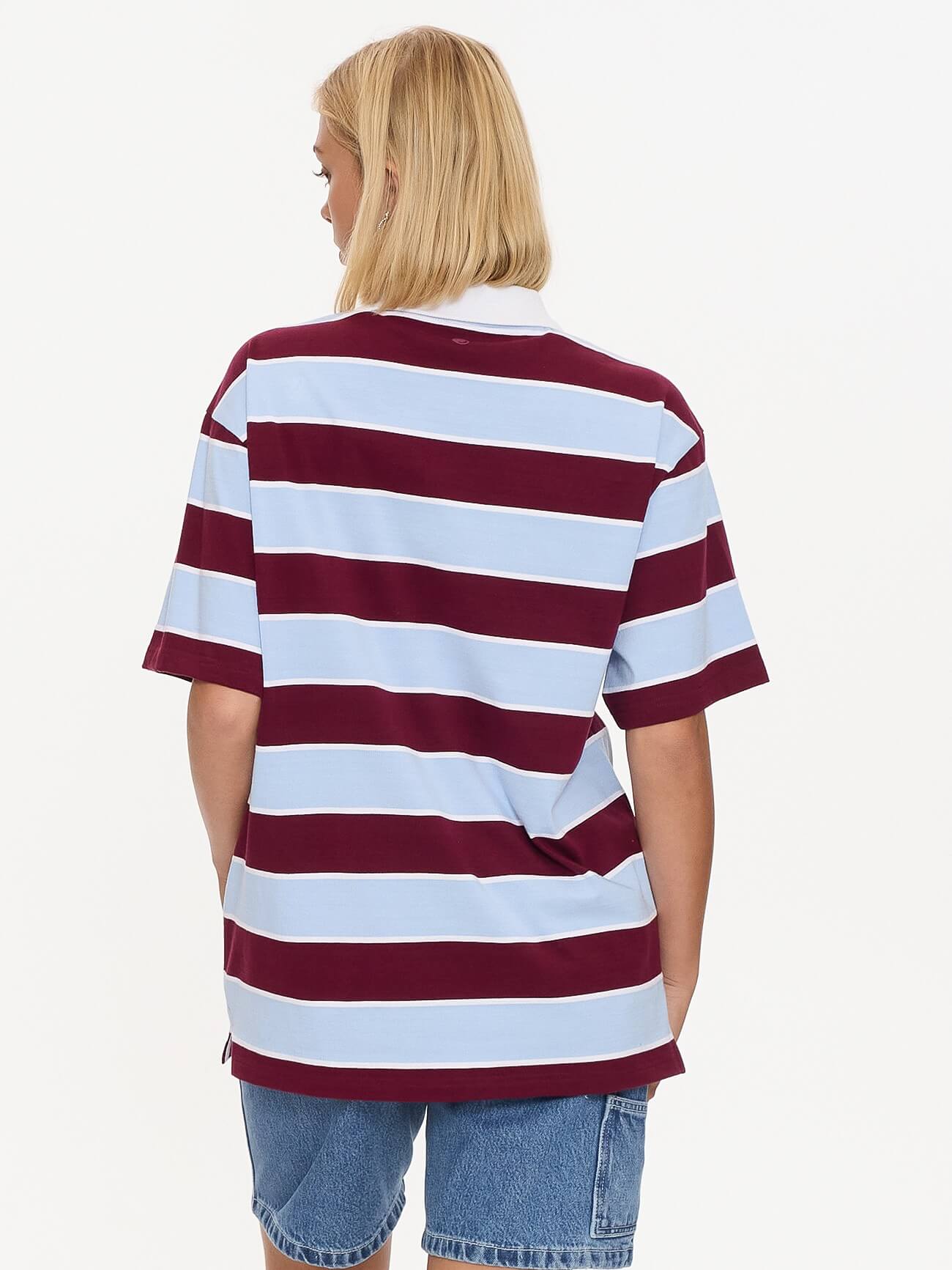Belter Box Fit Polo - Willow Blue - Deep Cherry - Image 7
