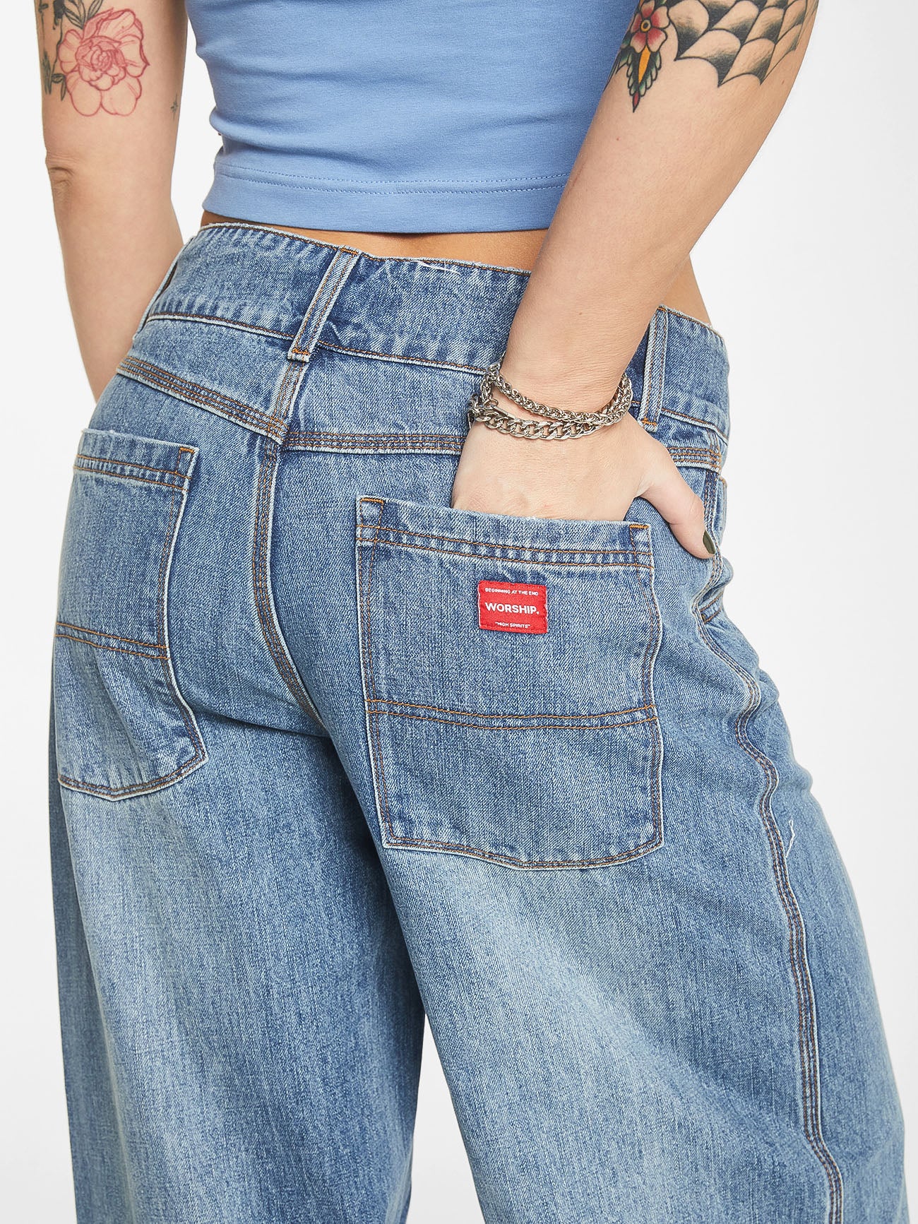 Big Kitty Denim Jean - Dirty Raged Blue - Image 4