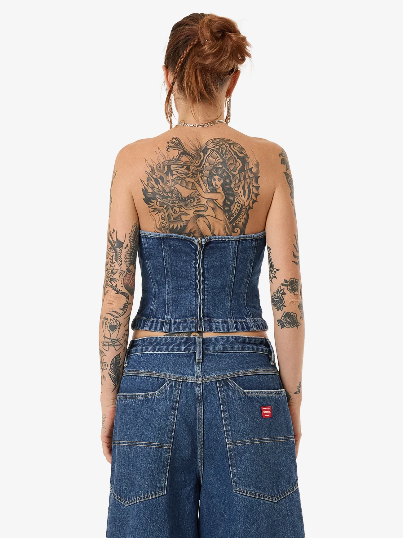 Blue Baby Denim Tube Top - Worn Blue Rinse - Image 2
