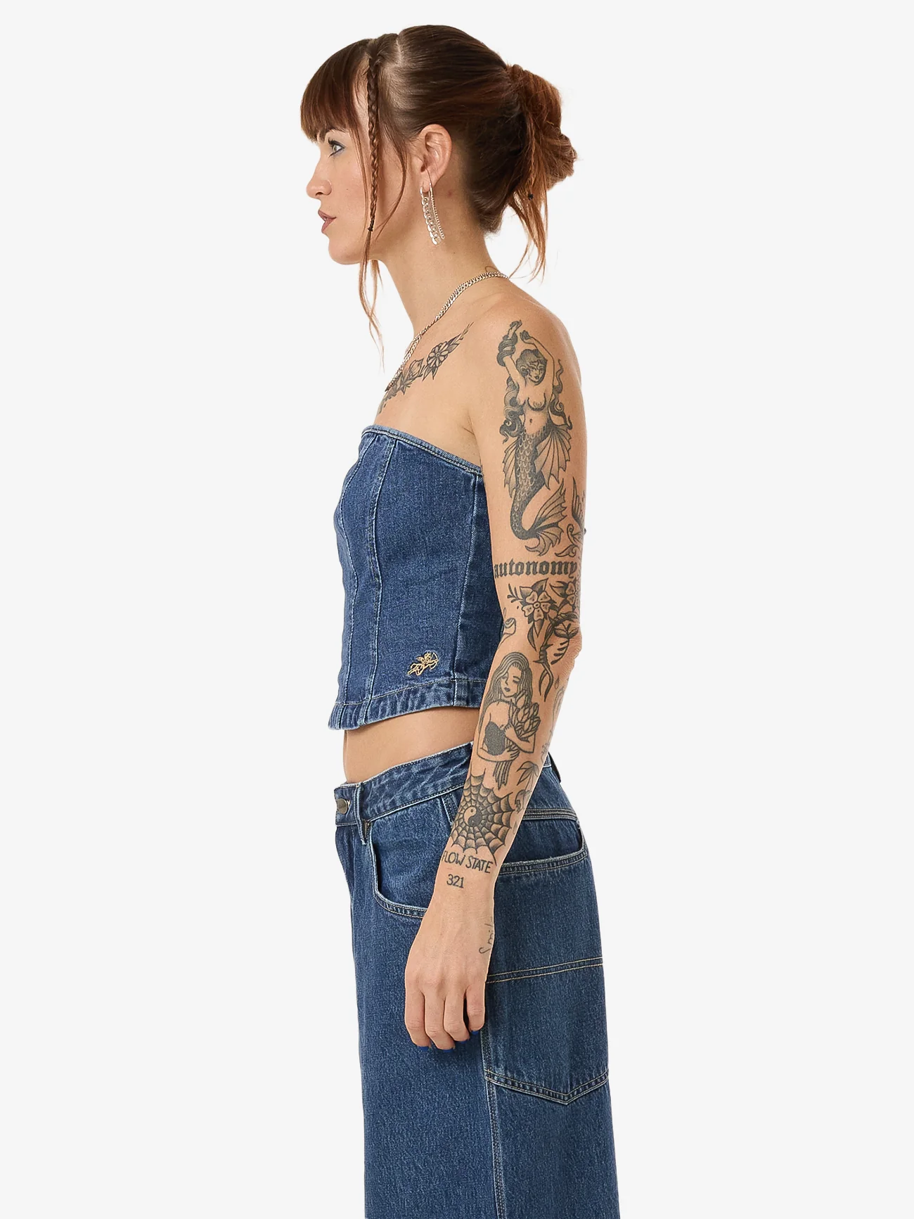 Blue Baby Denim Tube Top - Worn Blue Rinse - Image 3