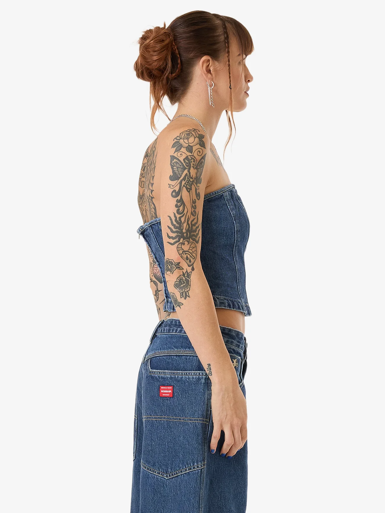 Blue Baby Denim Tube Top - Worn Blue Rinse - Image 4