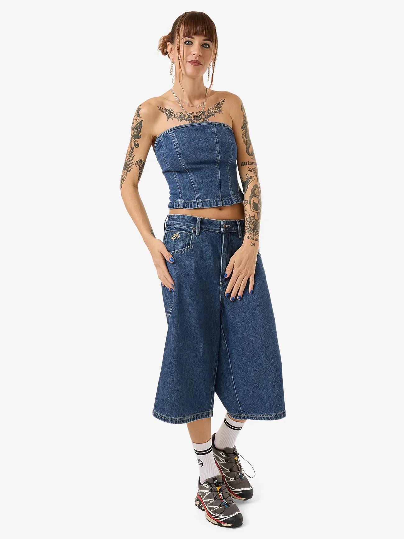 Blue Baby Denim Tube Top - Worn Blue Rinse - Image 5