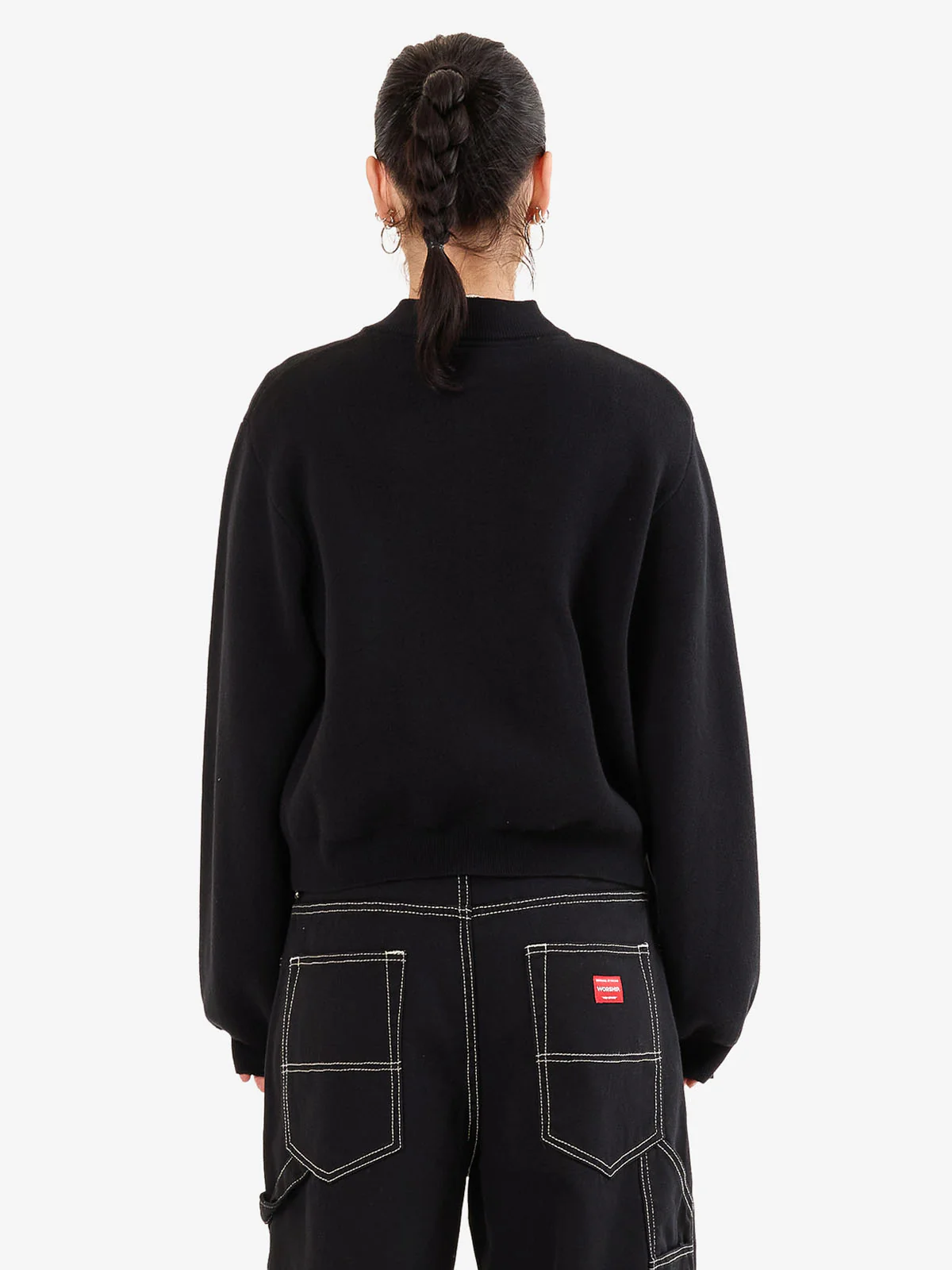 Brassy Zip Front Knit Jacket - Black - Image 3