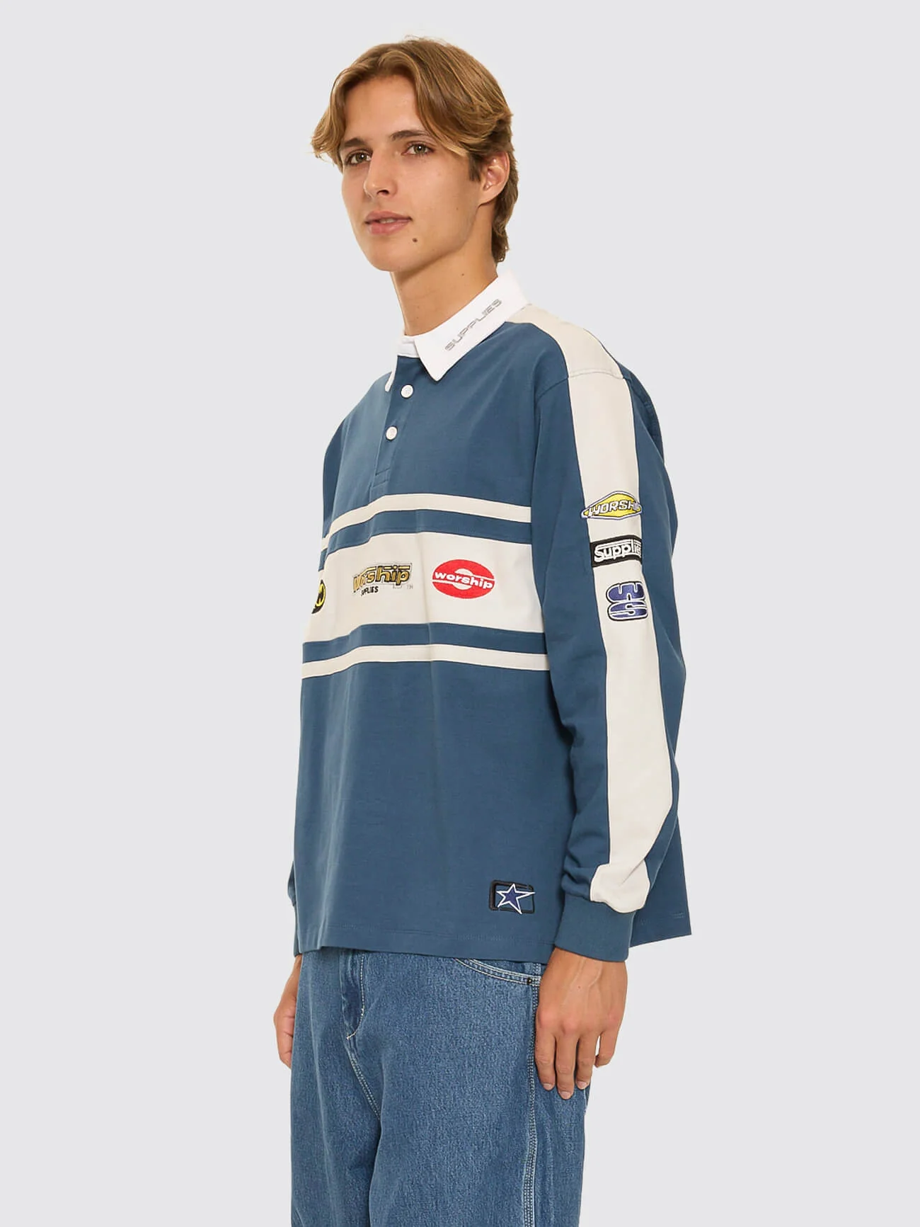 Burner Long Sleeve Rugby Polo - Blue - Image 10