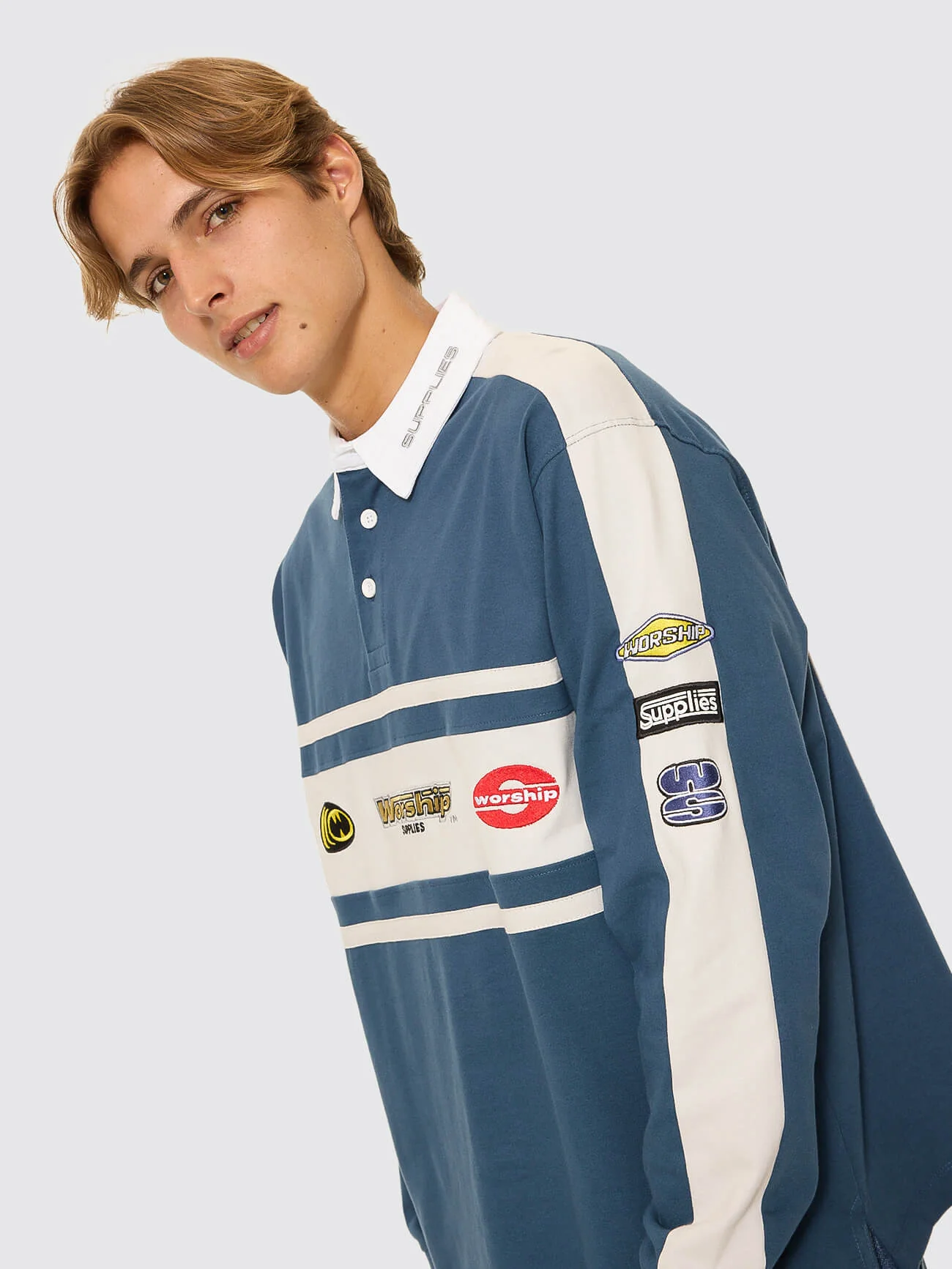 Burner Long Sleeve Rugby Polo - Blue - Image 6