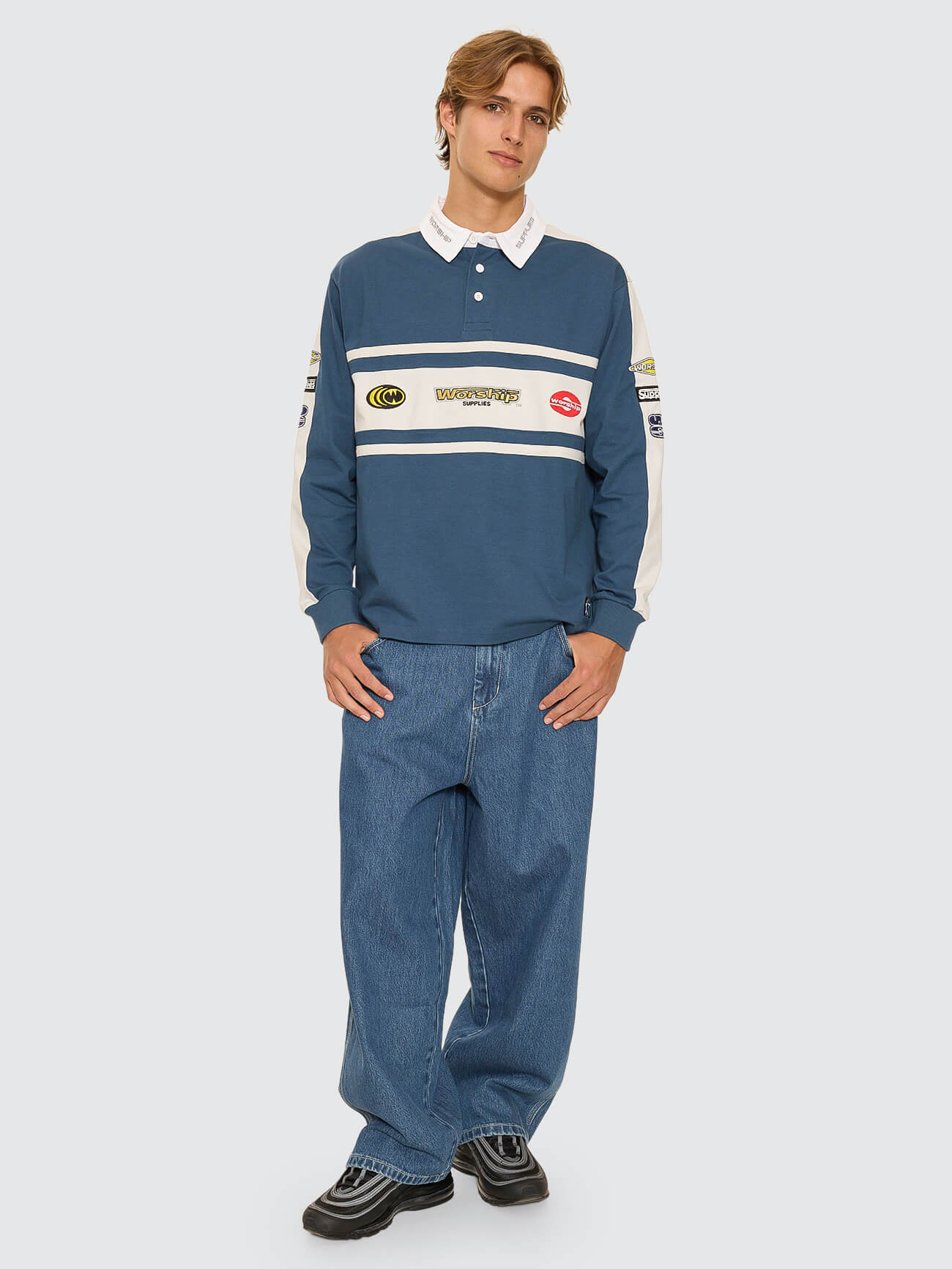 Burner Long Sleeve Rugby Polo - Blue - Image 7