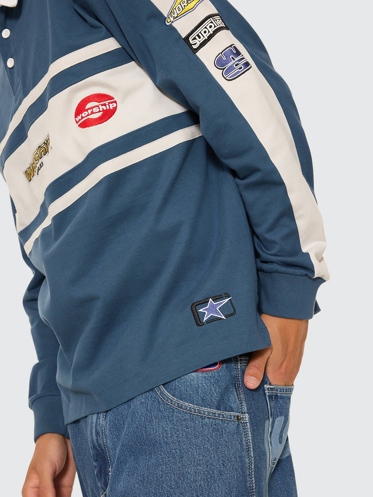 Burner Long Sleeve Rugby Polo - Blue - Image 8