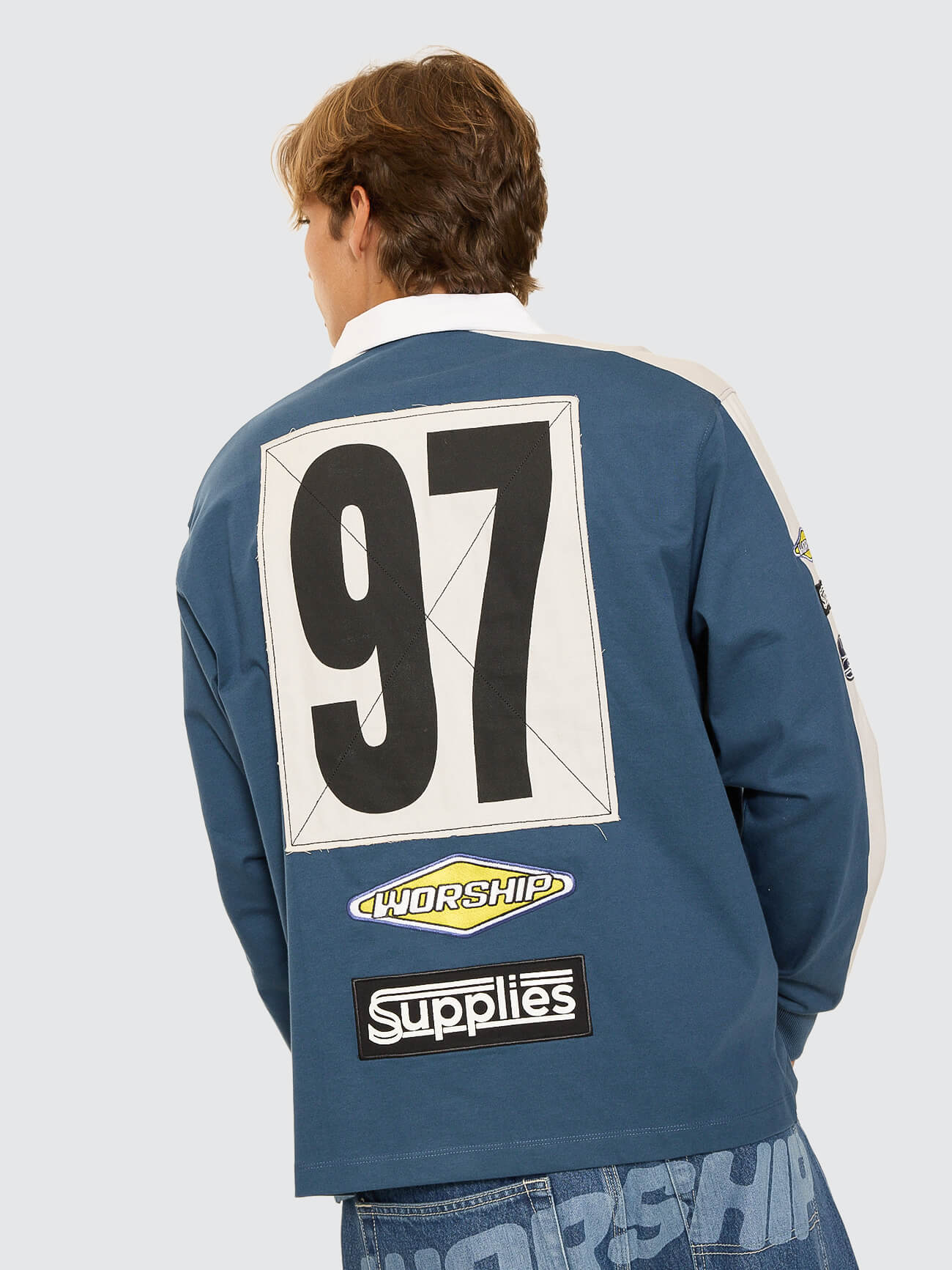 Burner Long Sleeve Rugby Polo - Blue - Image 9