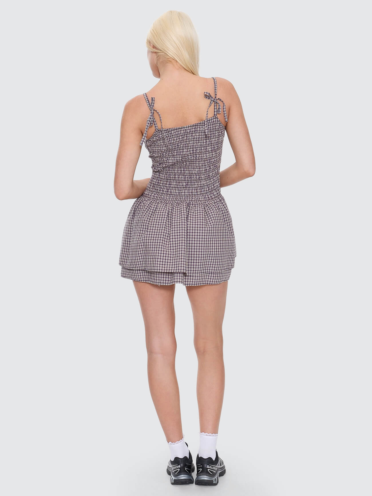 Cheek Shirred Mini Dress - Blackberry - Image 4