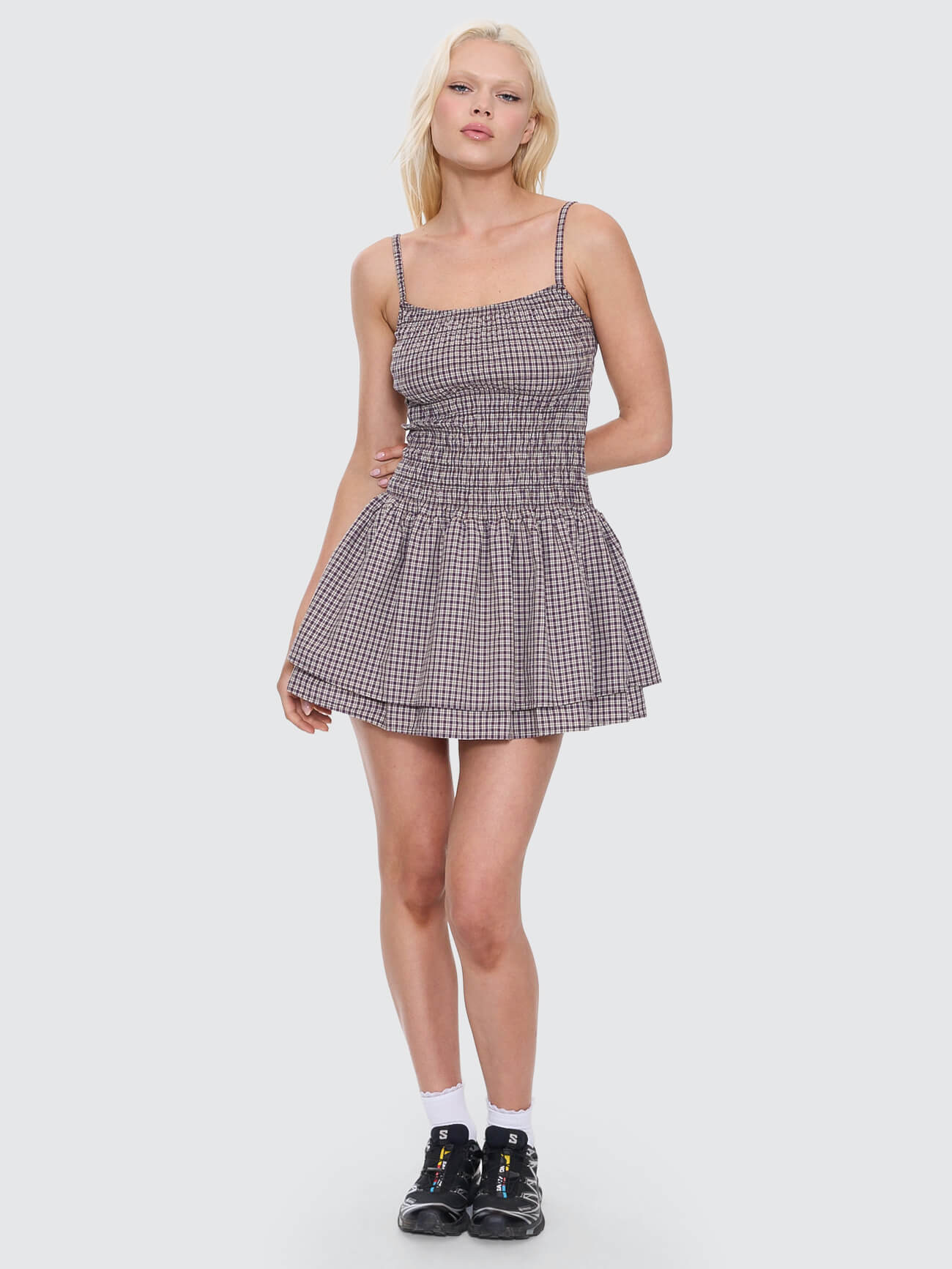 Cheek Shirred Mini Dress - Blackberry - Image 7