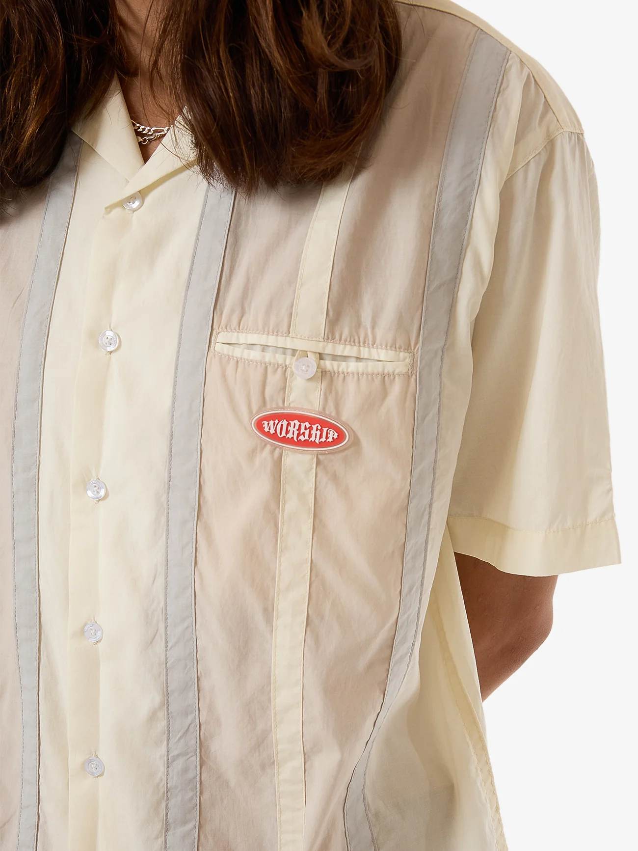 Cherio Panel Bowling Shirt - Bone - Image 7