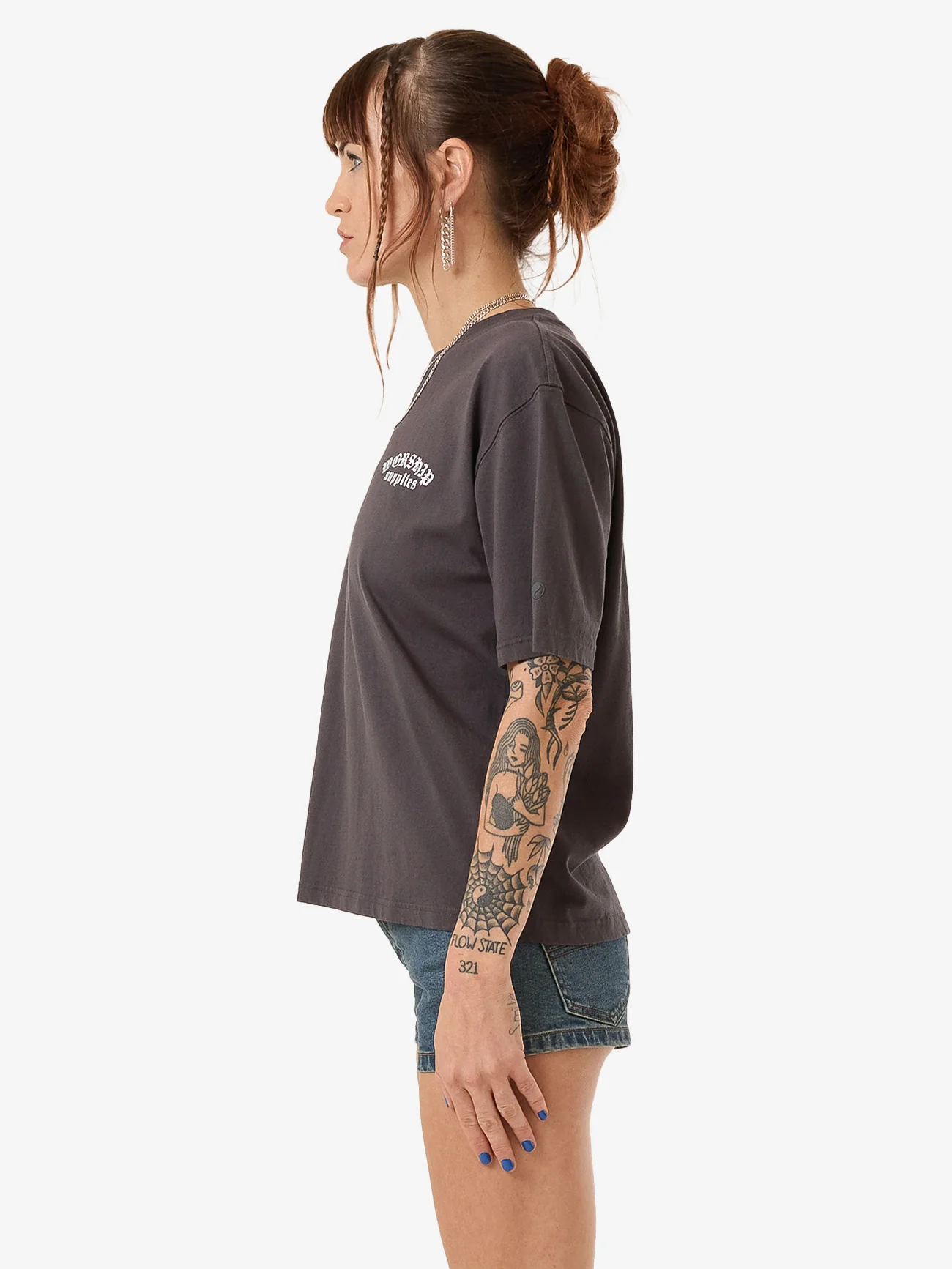 Cherio Regular Fit Tee - Worn Black - Image 3