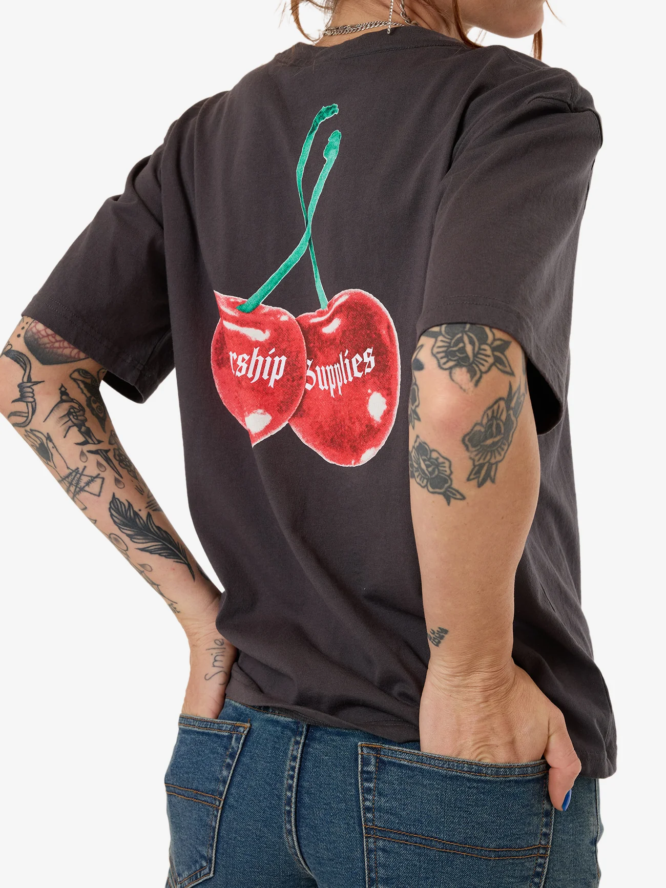 Cherio Regular Fit Tee - Worn Black - Image 7