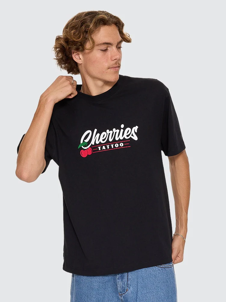 Cherries Tattoo Tee - Black - Image 2