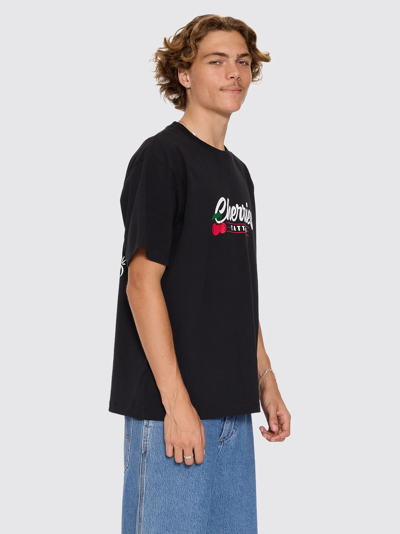 Cherries Tattoo Tee - Black - Image 6