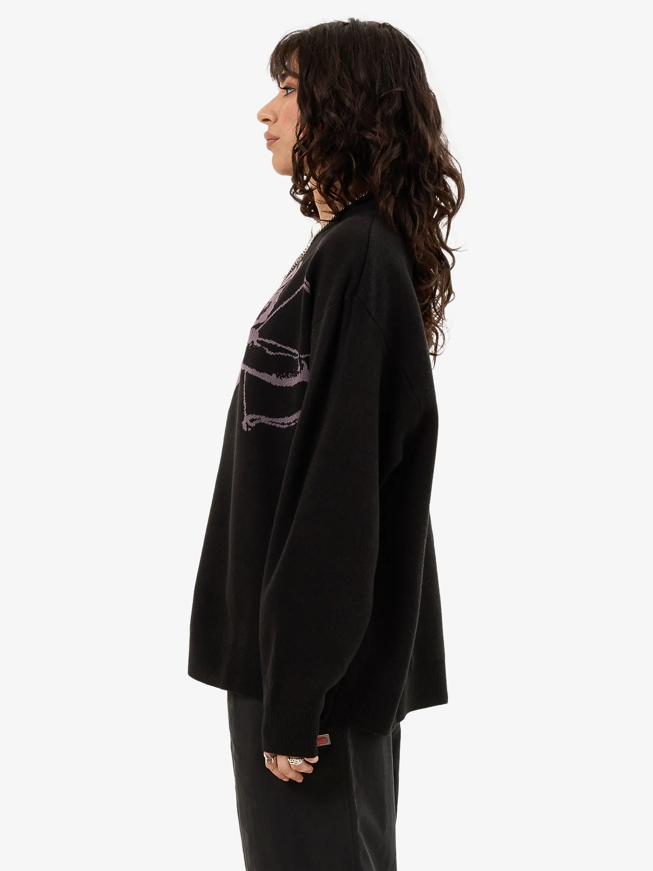 Cherub Box Fit Crew Knit - Black - Image 3