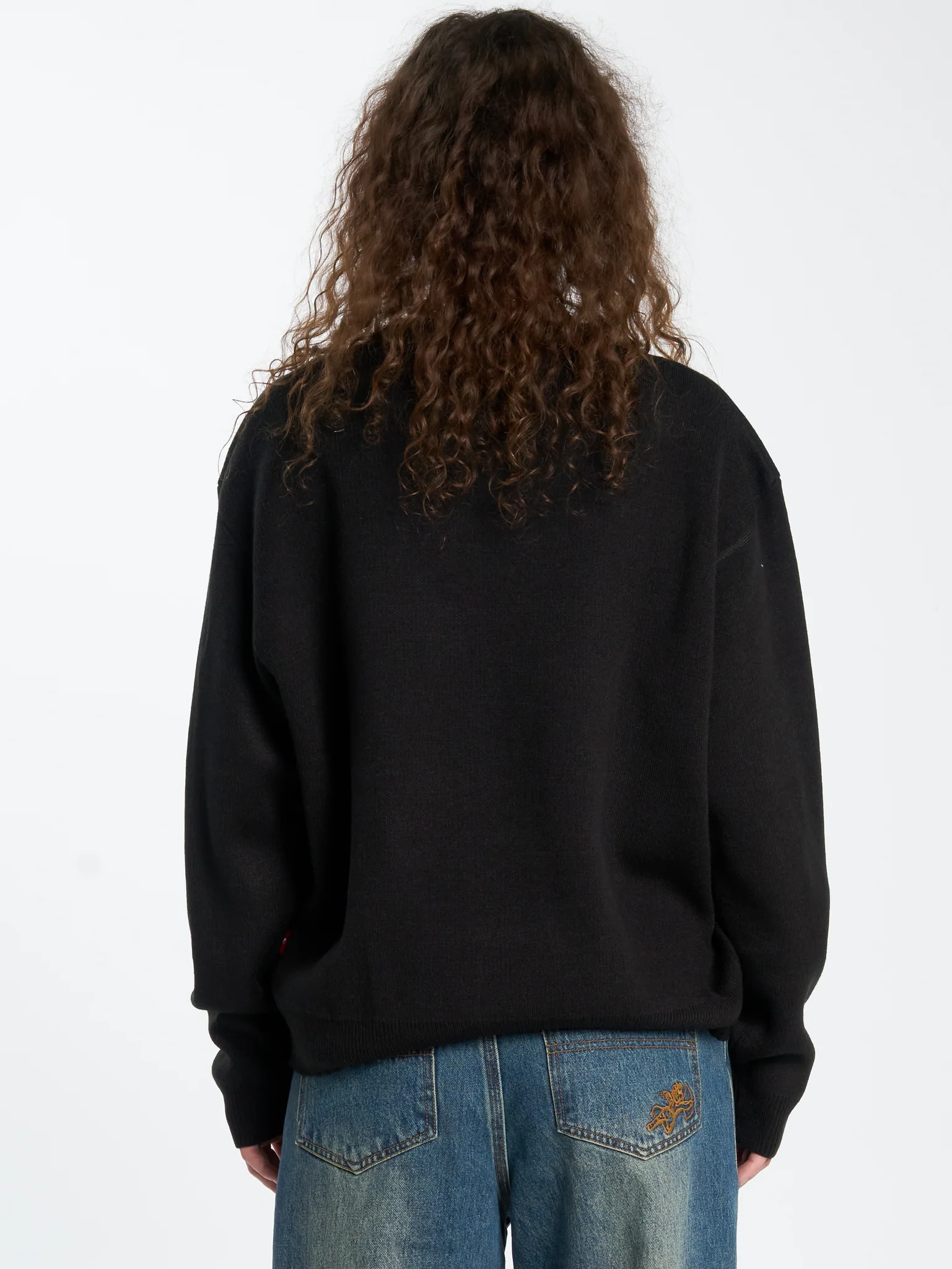 Cherub Box Fit Crew Knit - Black - Image 2