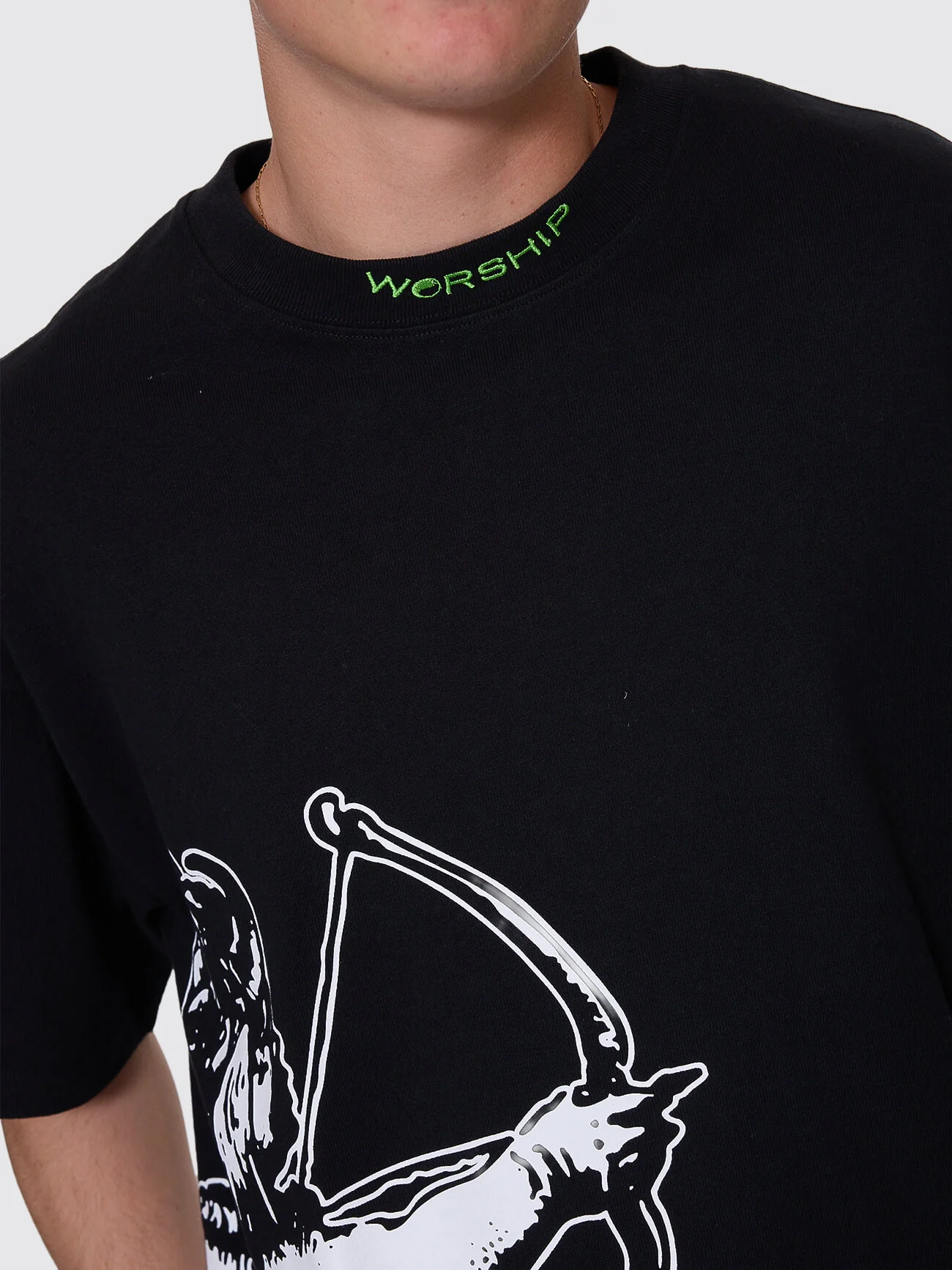 Cherub Box Fit Cropped Tee - Black - Image 4