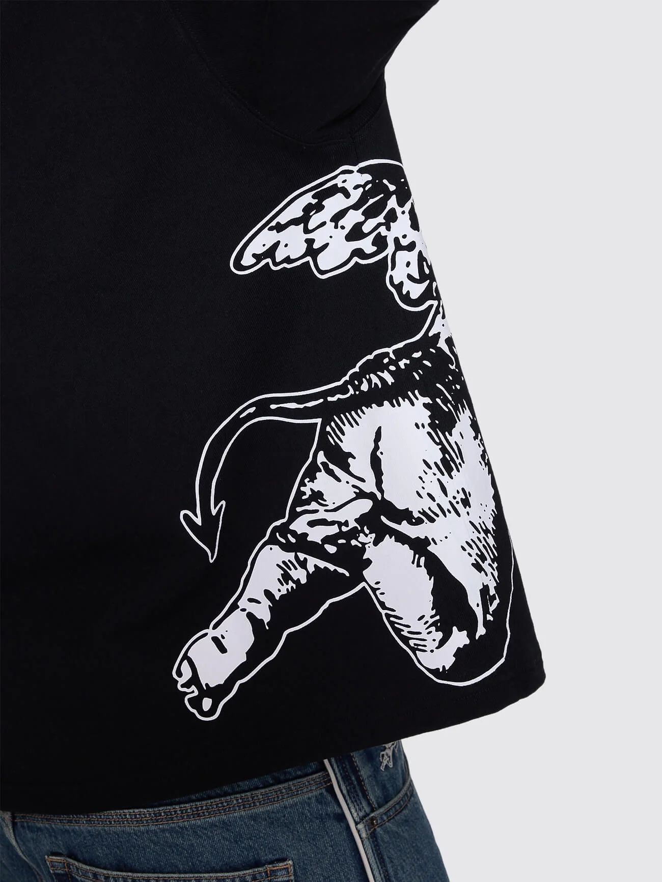 Cherub Box Fit Cropped Tee - Black - Image 6