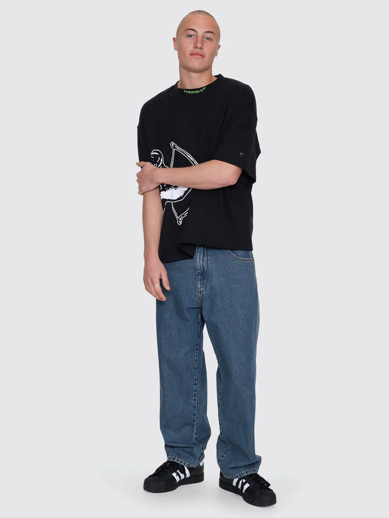 Cherub Box Fit Cropped Tee - Black - Image 8