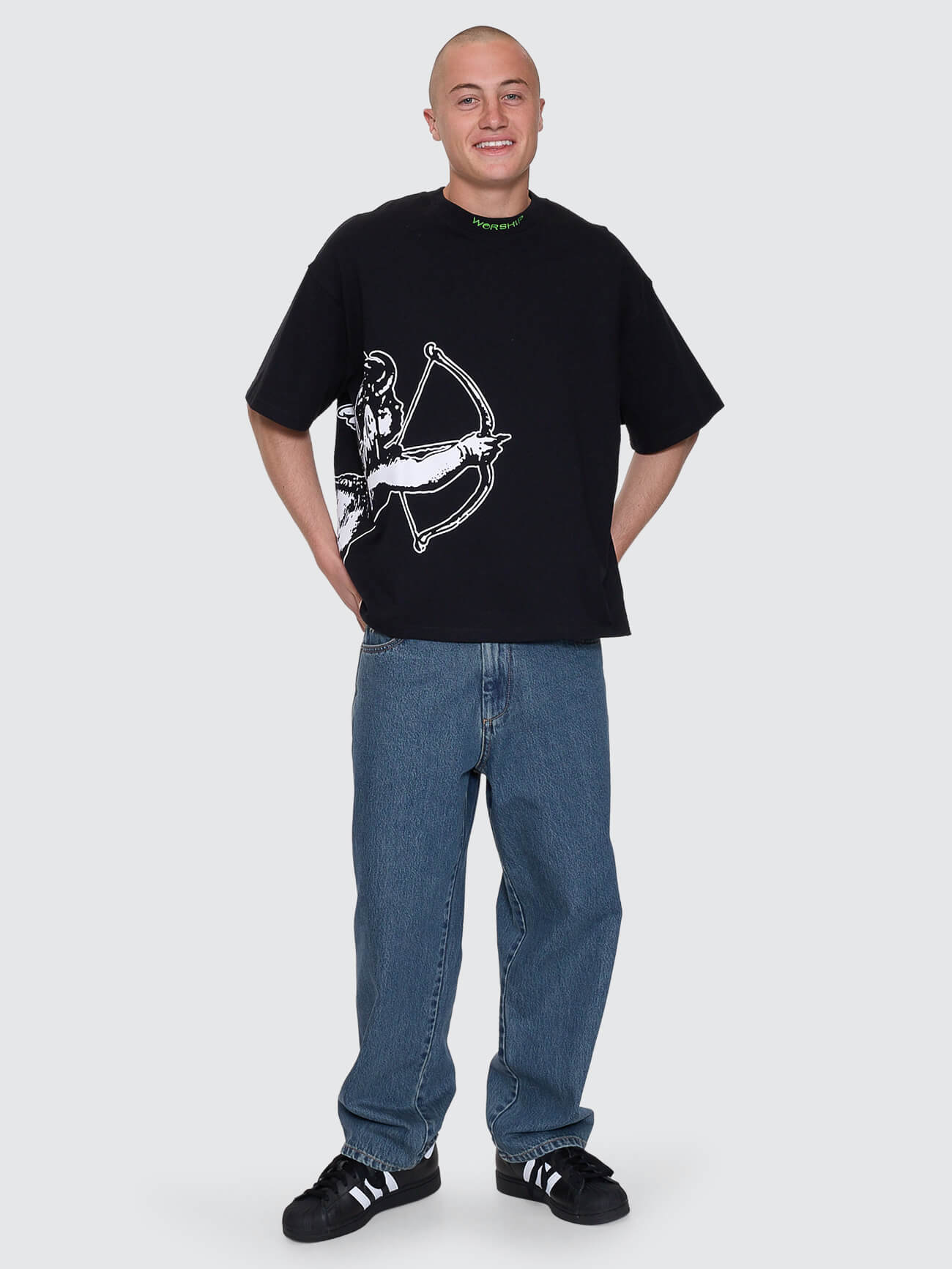 Cherub Box Fit Cropped Tee - Black - Image 9