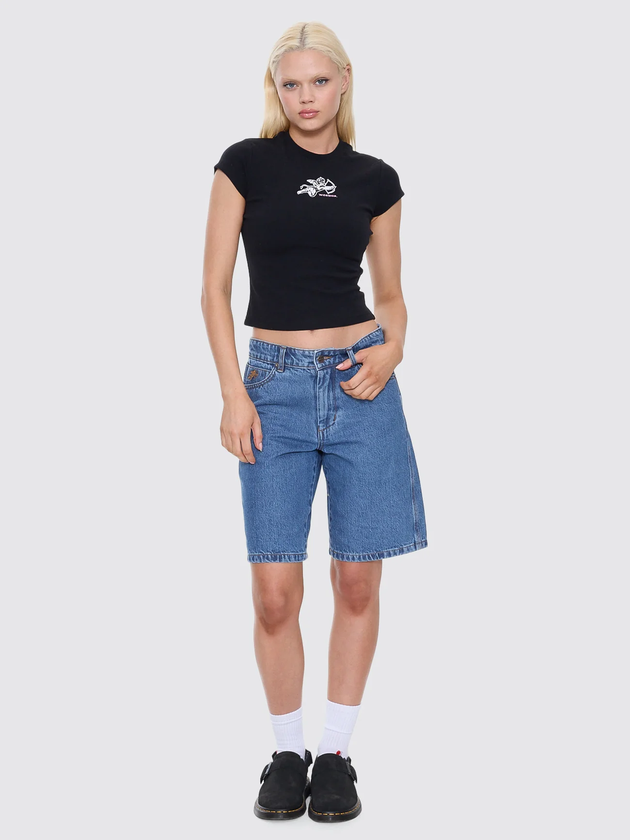 Cherub Cap Sleeve Tee - Black - Image 3