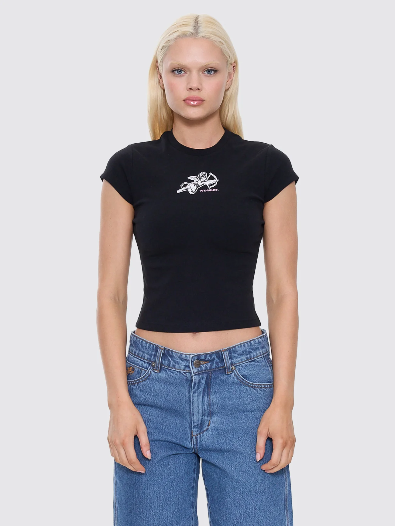 Cherub Cap Sleeve Tee - Black - Image 8