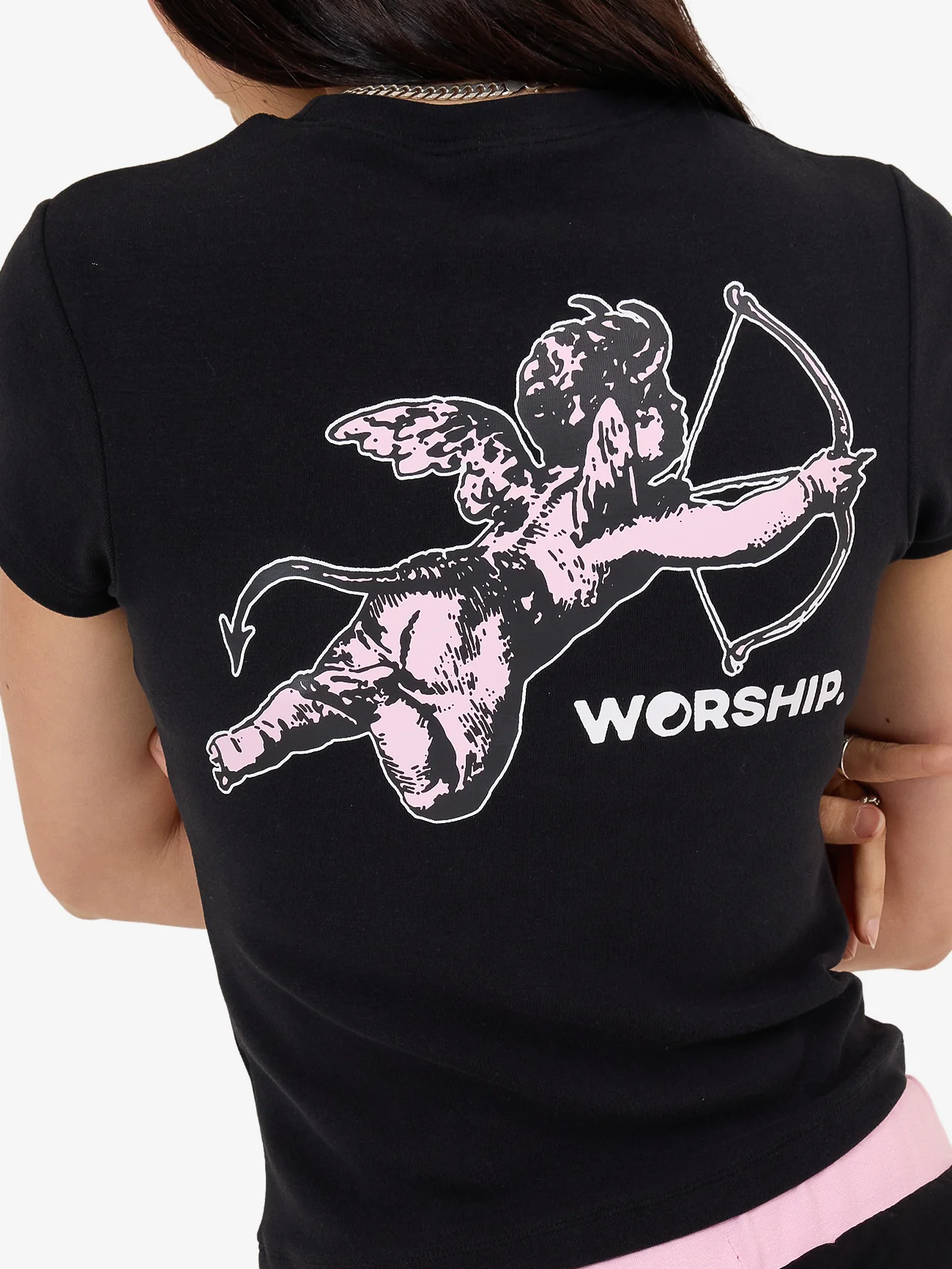 Cherub Cap Sleeve Tee - Black - Image 2
