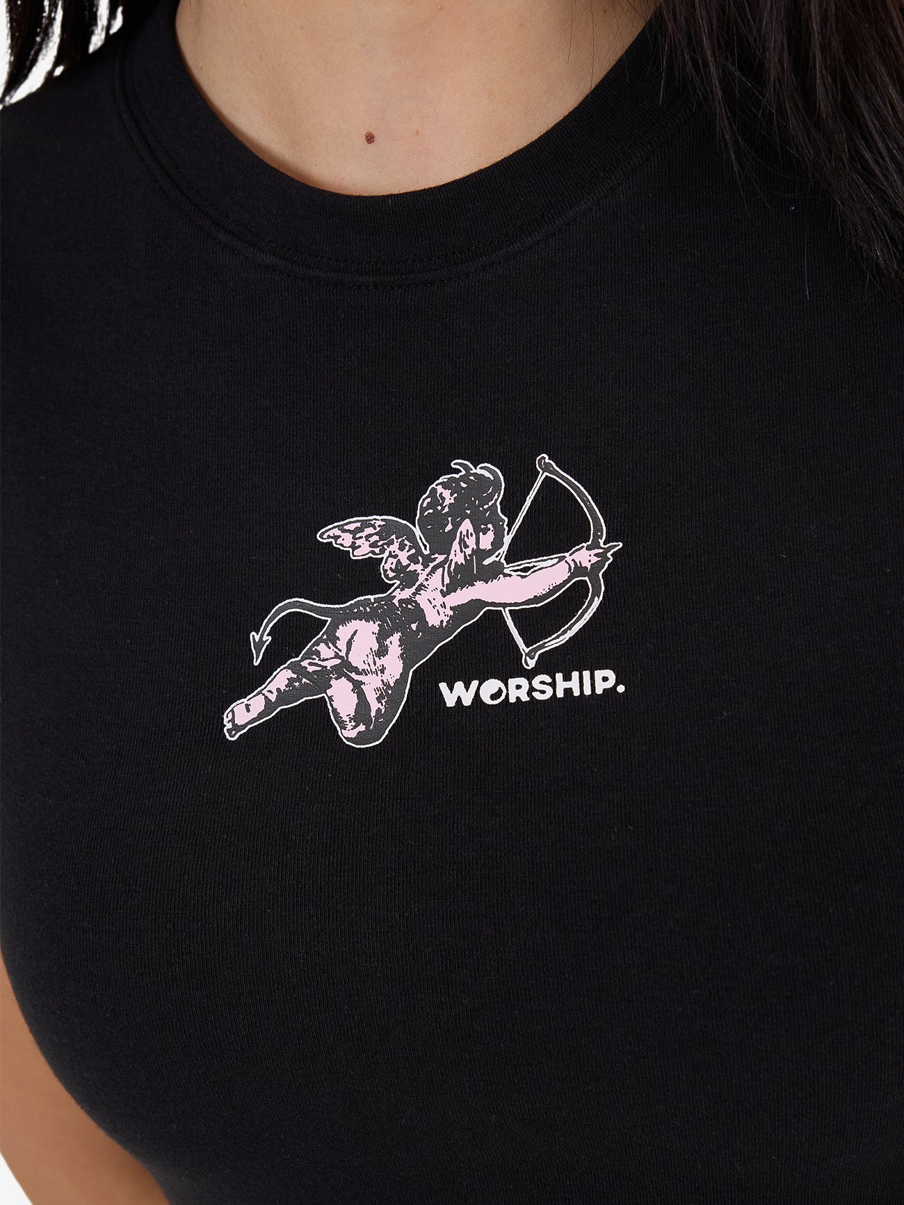 Cherub Cap Sleeve Tee - Black - Image 3