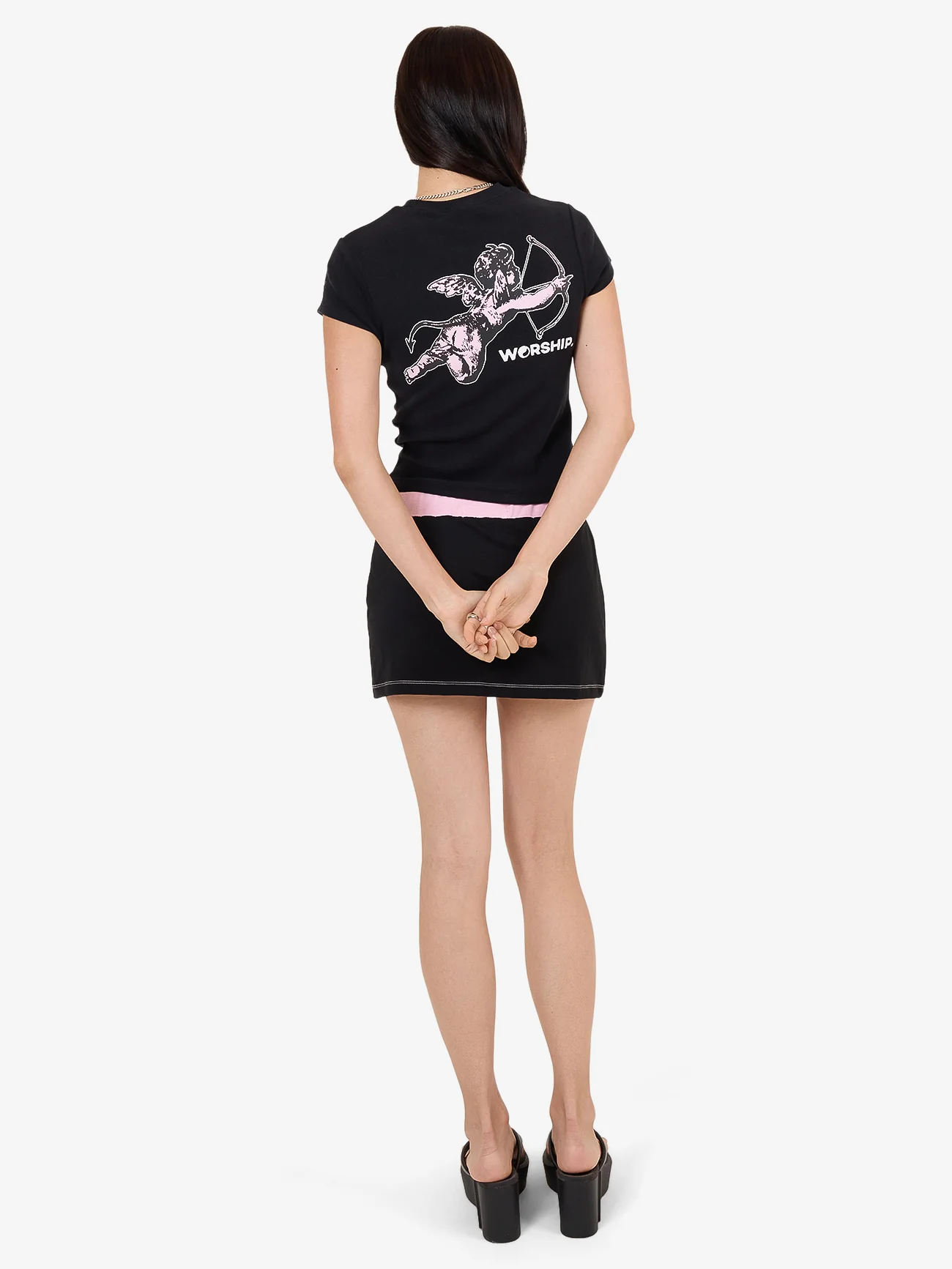 Cherub Cap Sleeve Tee - Black - Image 5