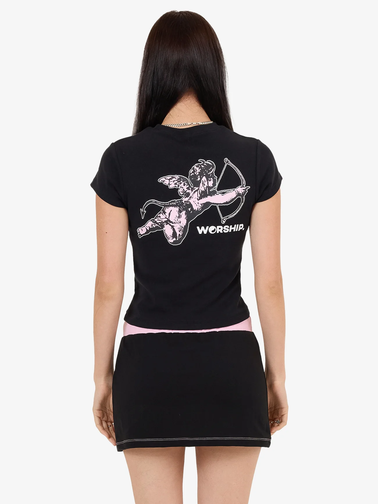 Cherub Cap Sleeve Tee - Black - Image 7