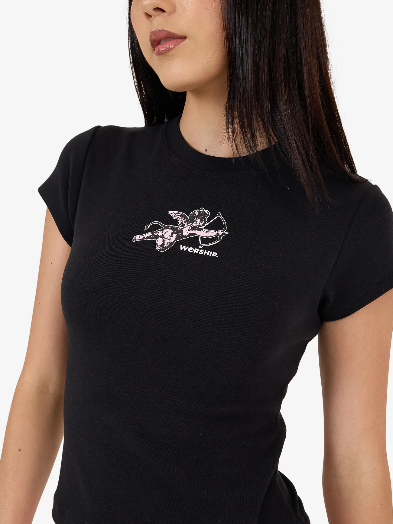 Cherub Cap Sleeve Tee - Black - Image 9