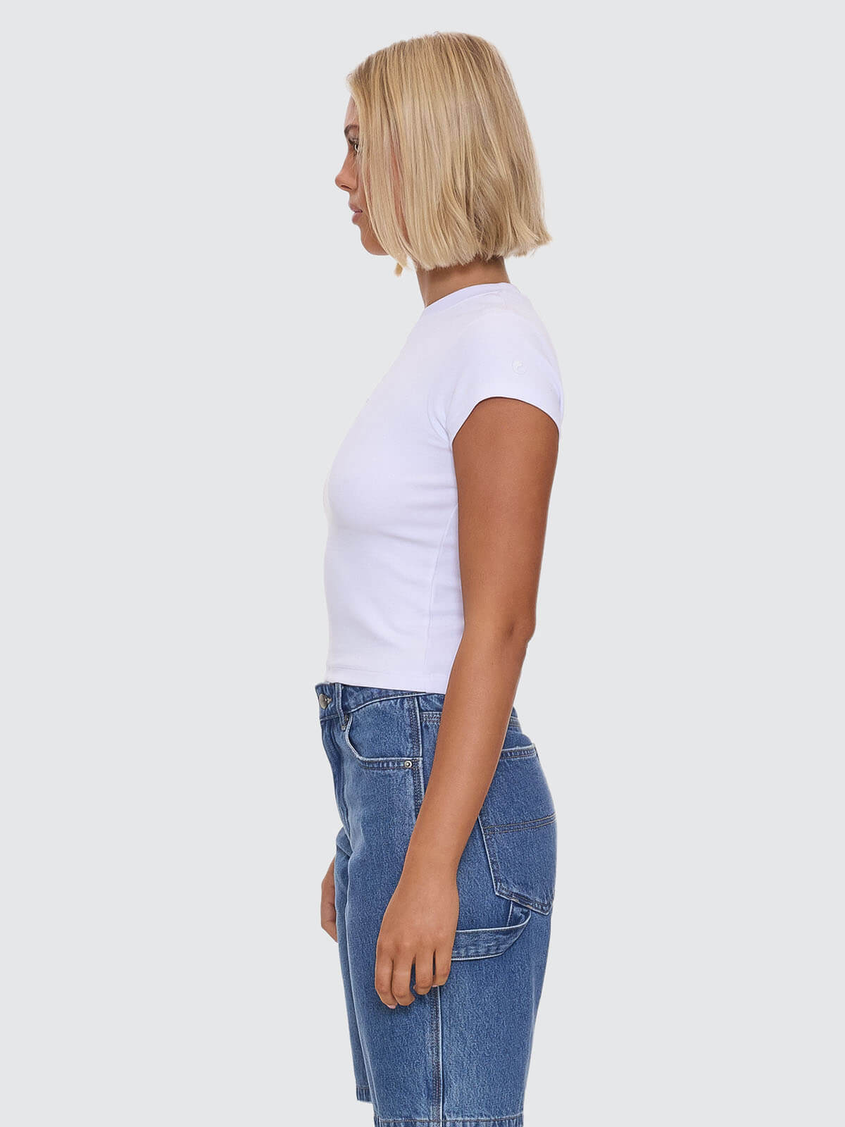 Cherub Cap Sleeve Tee - White - Blue - Image 5