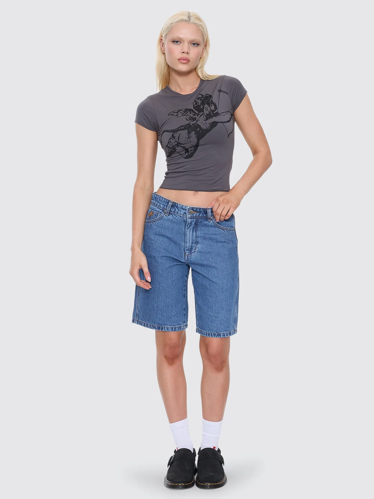 Cherub Cap Sleeve Tee - Worn Black - Image 7