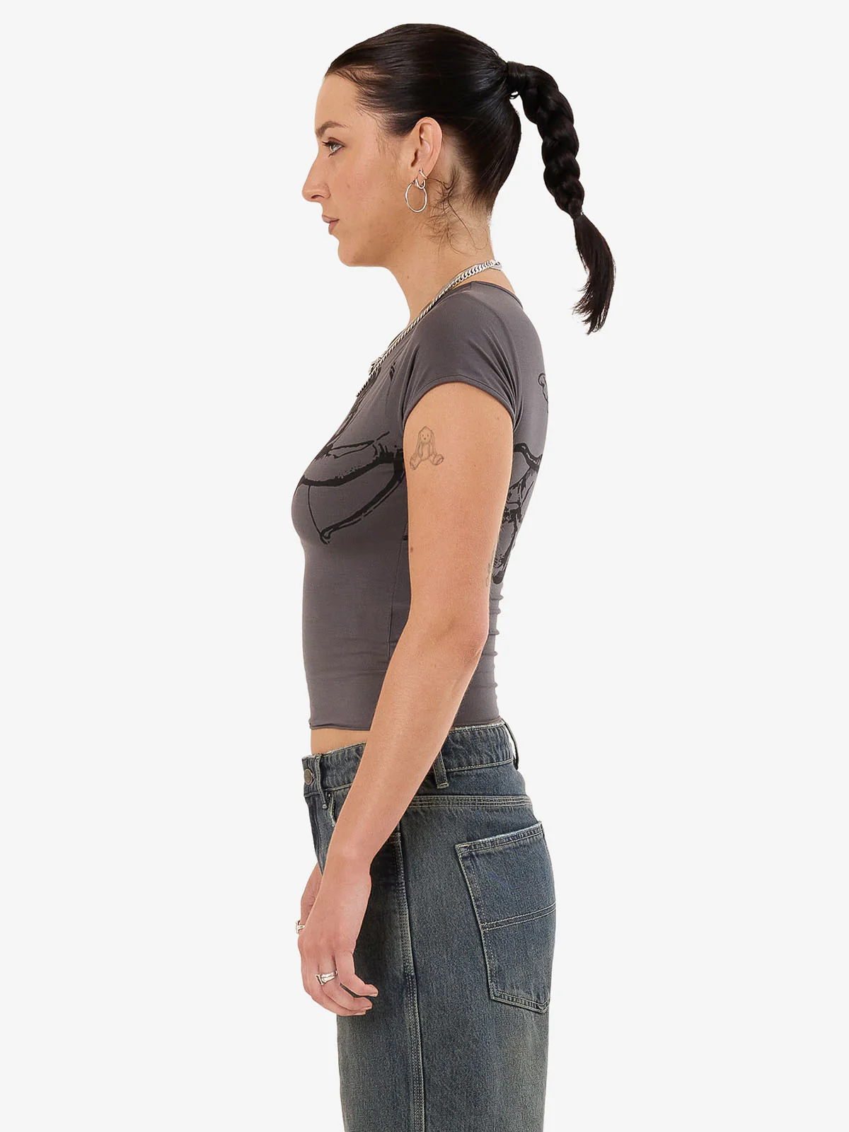 Cherub Cap Sleeve Top - Worn Black - Image 5