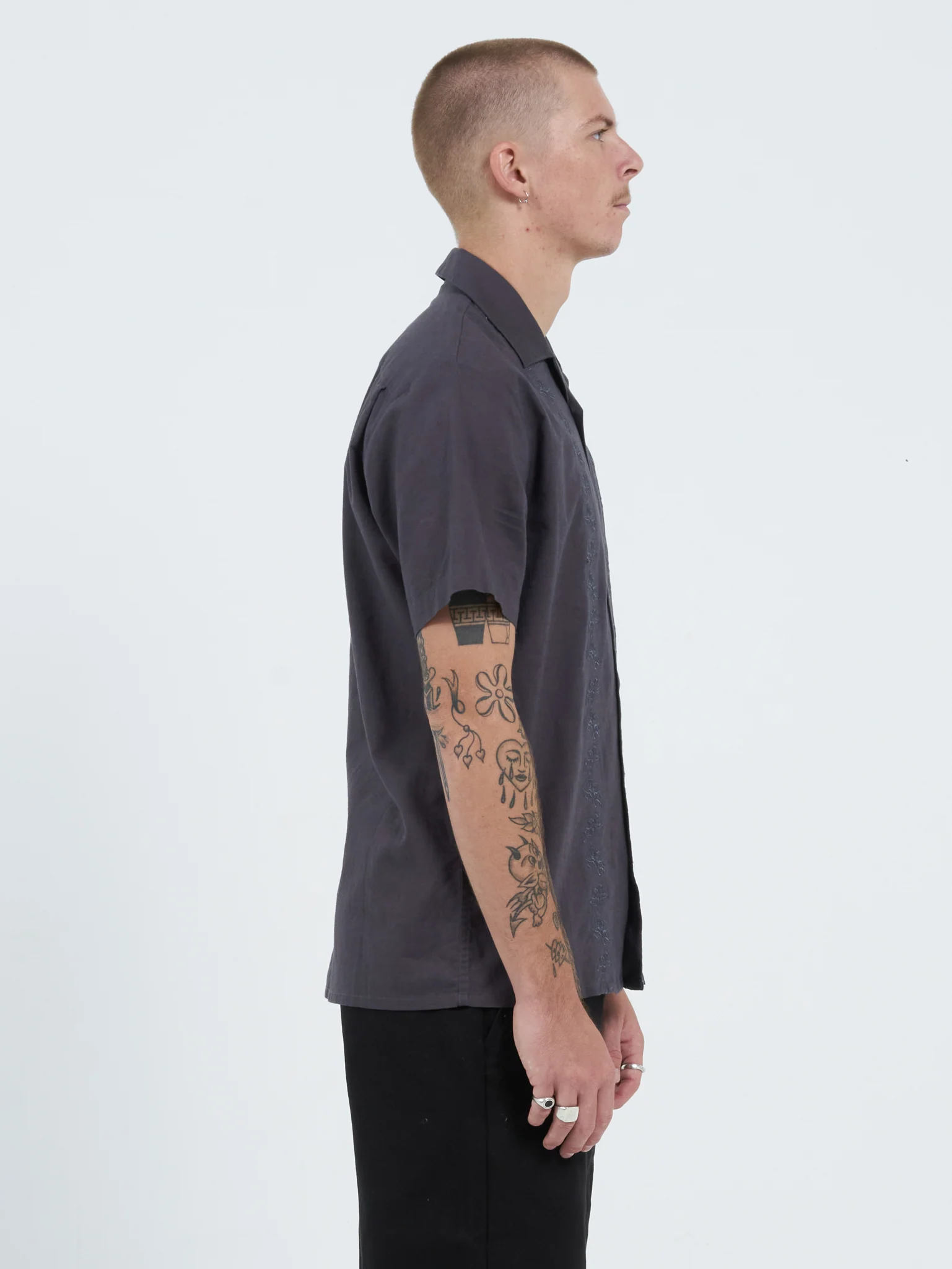 Cherub Chain Bowling Shirt - Worn Black - Image 2