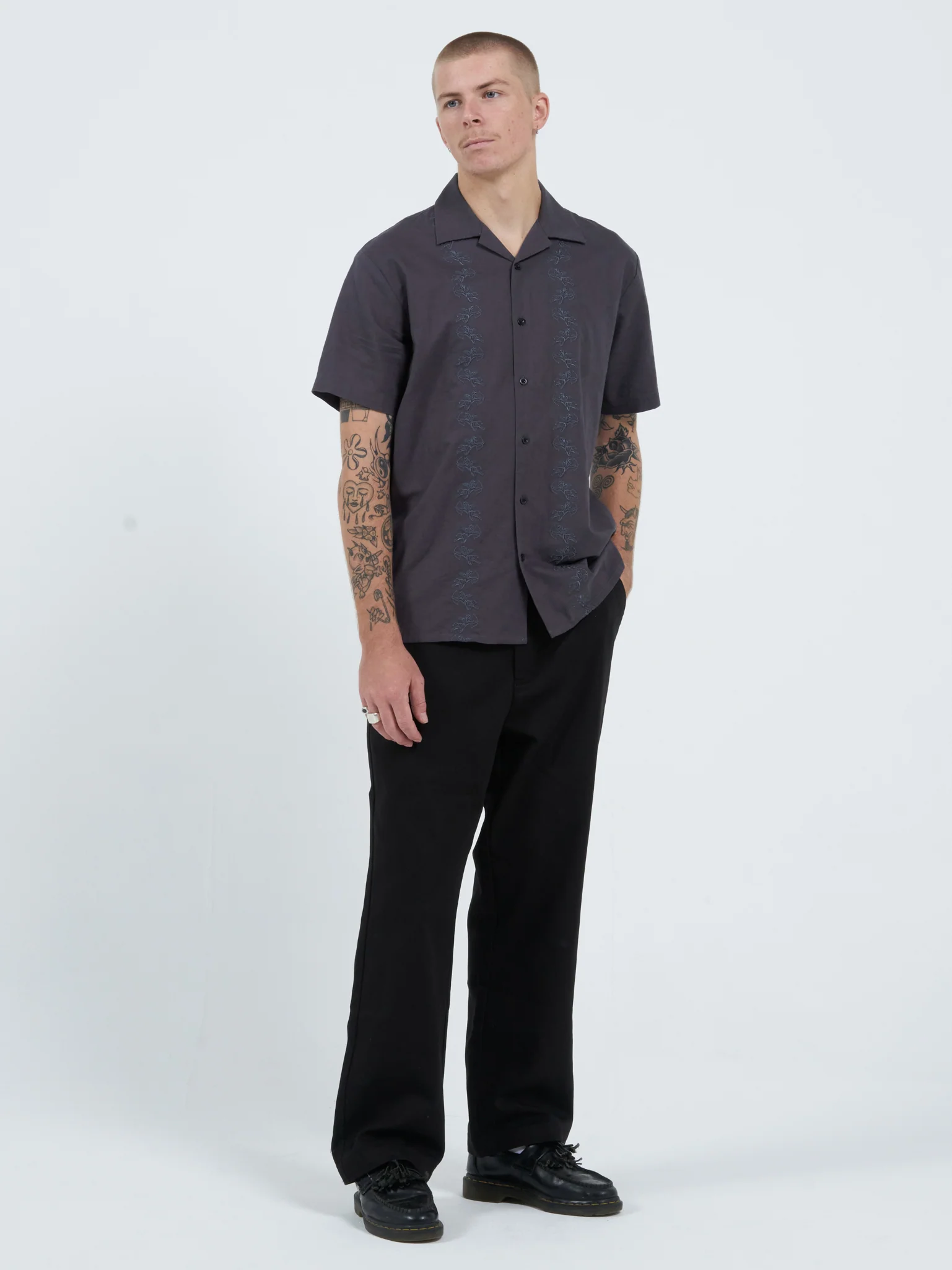 Cherub Chain Bowling Shirt - Worn Black - Image 3