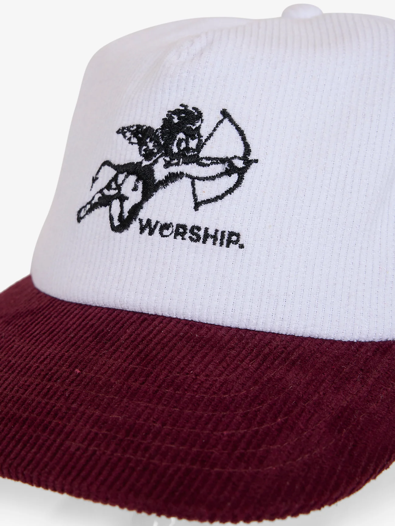 Cherub Cord Hat - Cream - Wine - Image 4