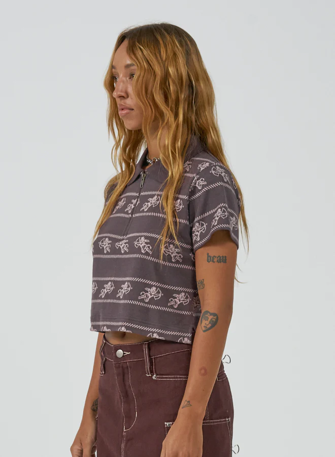 Cherub Jacquard Stripe Polo - Fudge - Image 4