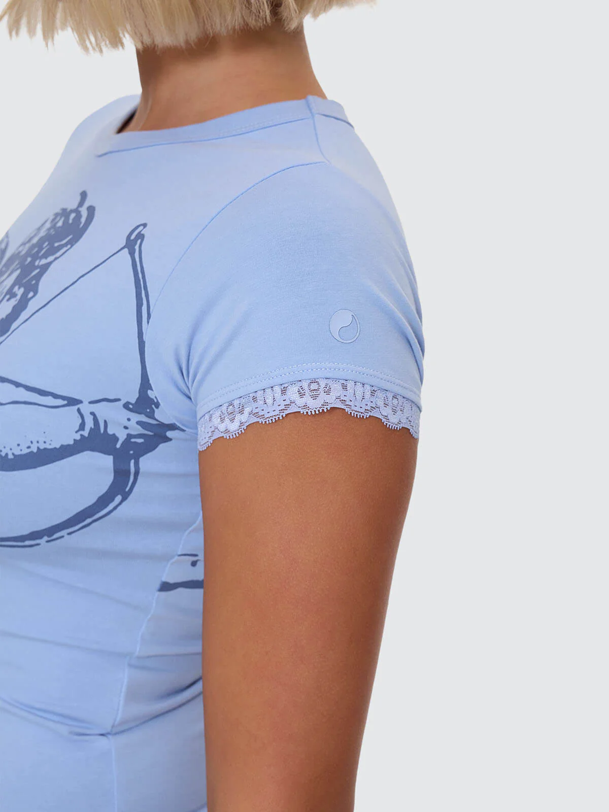 Cherub Lace Cap Sleeve Tee - Bell Air Blue - Image 3