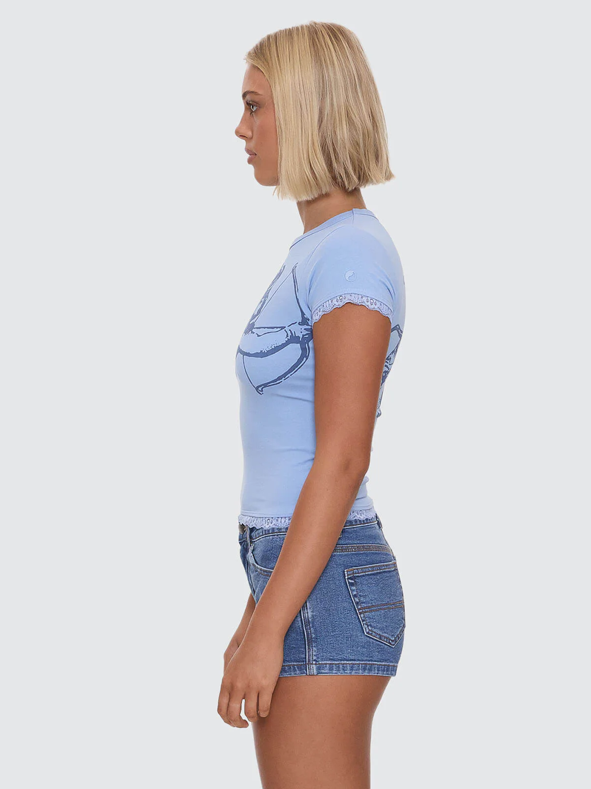 Cherub Lace Cap Sleeve Tee - Bell Air Blue - Image 4