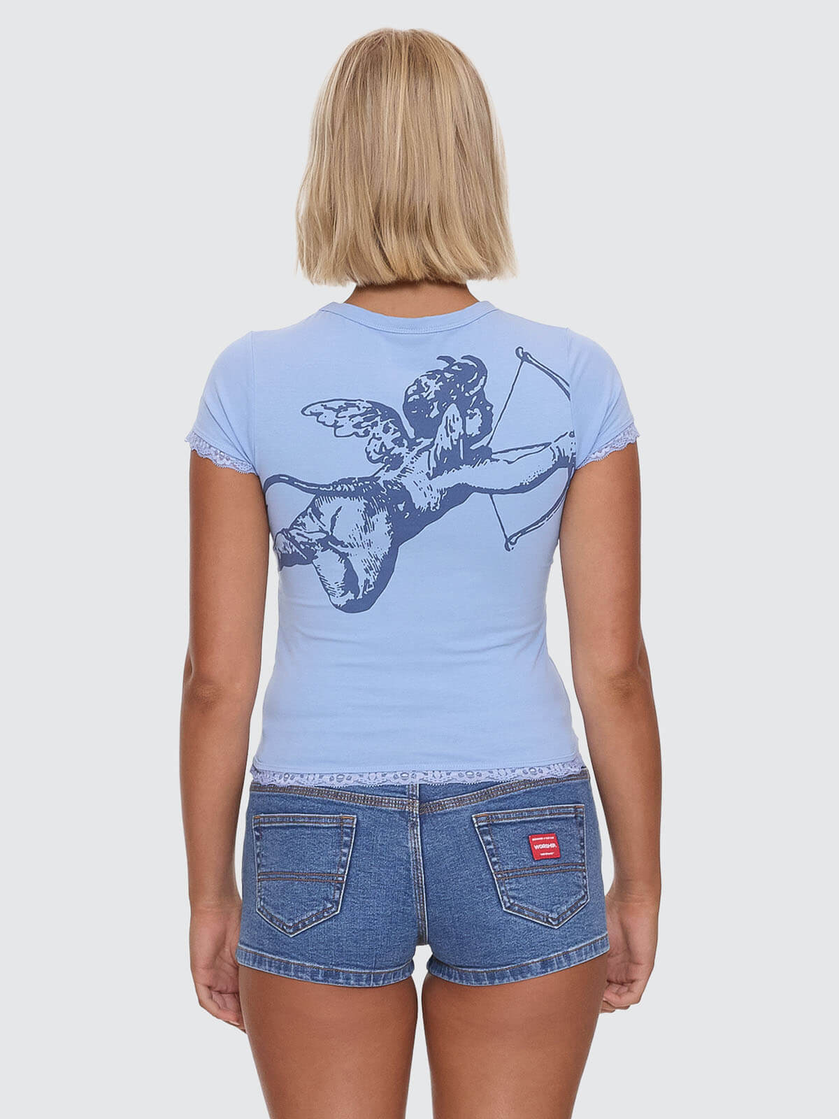 Cherub Lace Cap Sleeve Tee - Bell Air Blue - Image 6